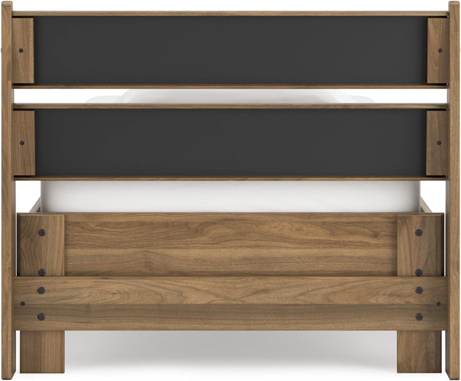 imageSignature Design by Ashley Socalle Casual Queen Platform Bed with Metal Slats No Box Spring Needed BlackHoney Brown