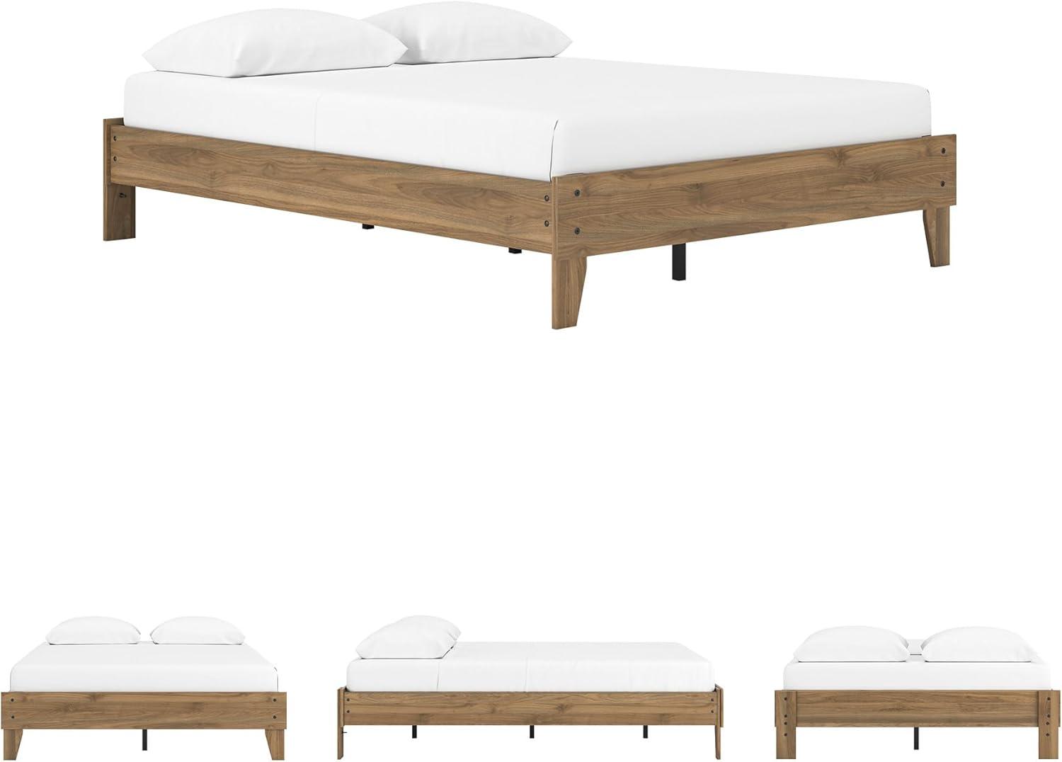 imageSignature Design by Ashley Socalle Casual Queen Platform Bed with Metal Slats No Box Spring Needed BlackHoney Brown