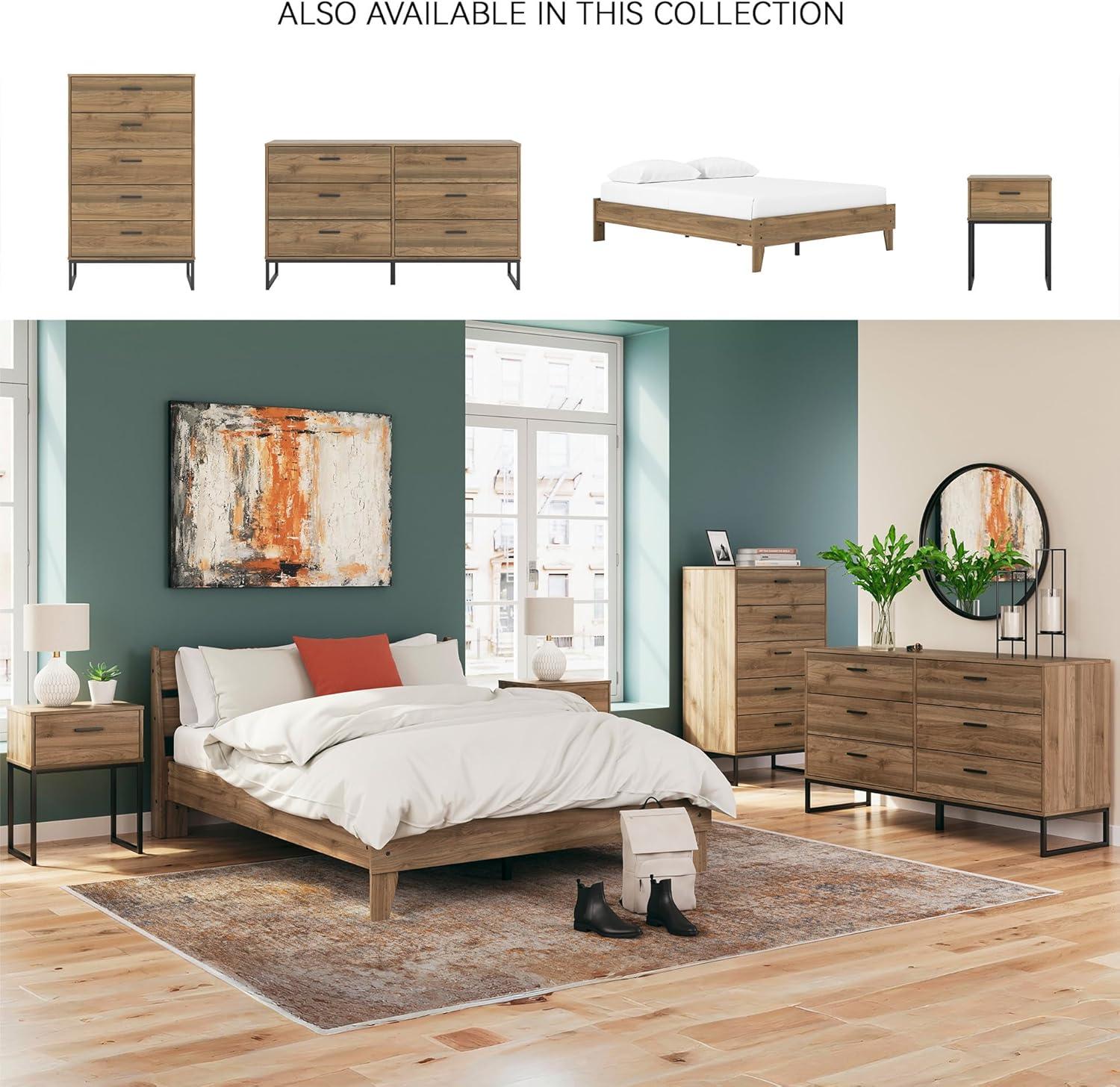 imageSignature Design by Ashley Socalle Casual Queen Platform Bed with Metal Slats No Box Spring Needed BlackHoney Brown