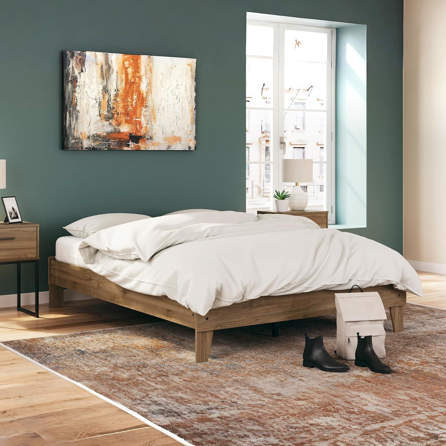 imageSignature Design by Ashley Socalle Casual Queen Platform Bed with Metal Slats No Box Spring Needed BlackHoney Brown