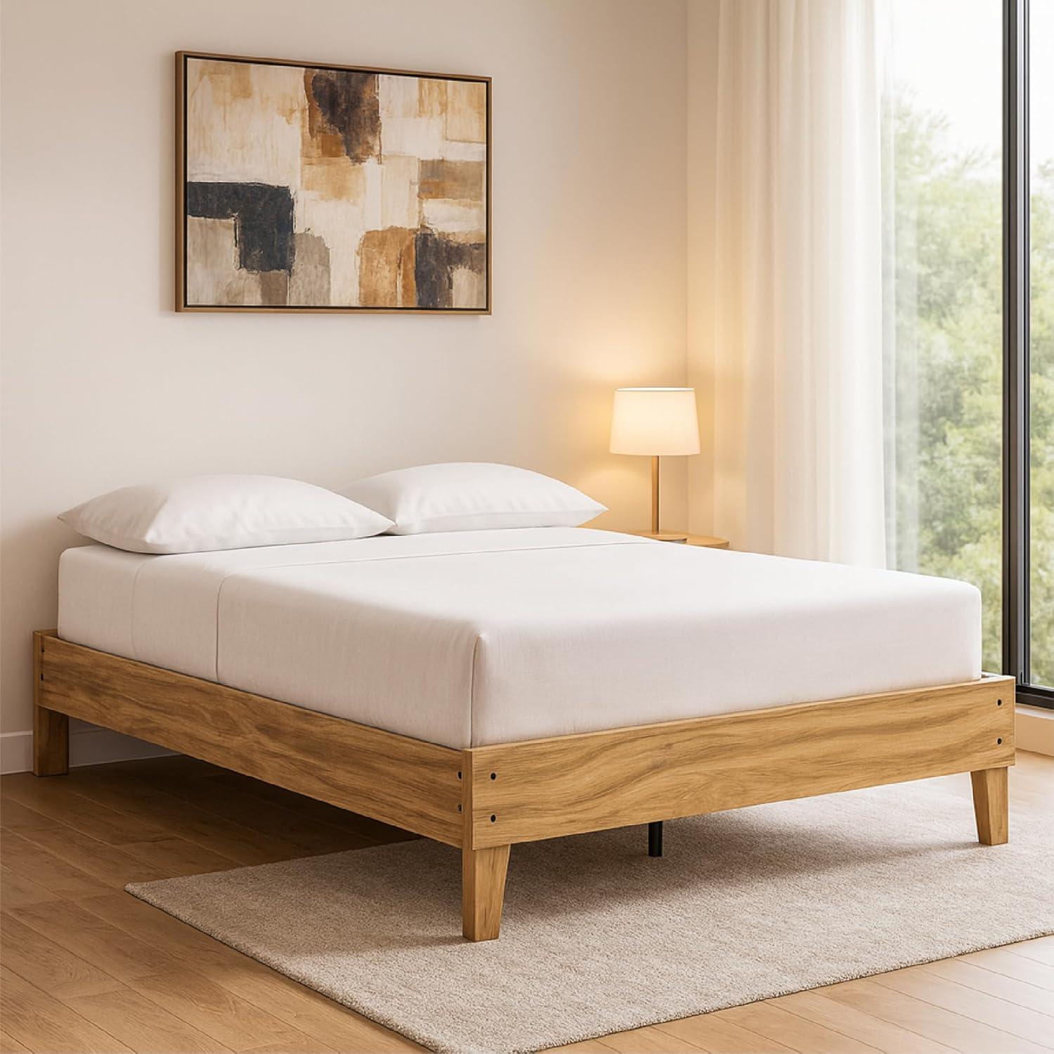 imageSignature Design by Ashley Socalle Casual Queen Platform Bed with Metal Slats No Box Spring Needed BlackLight Brown