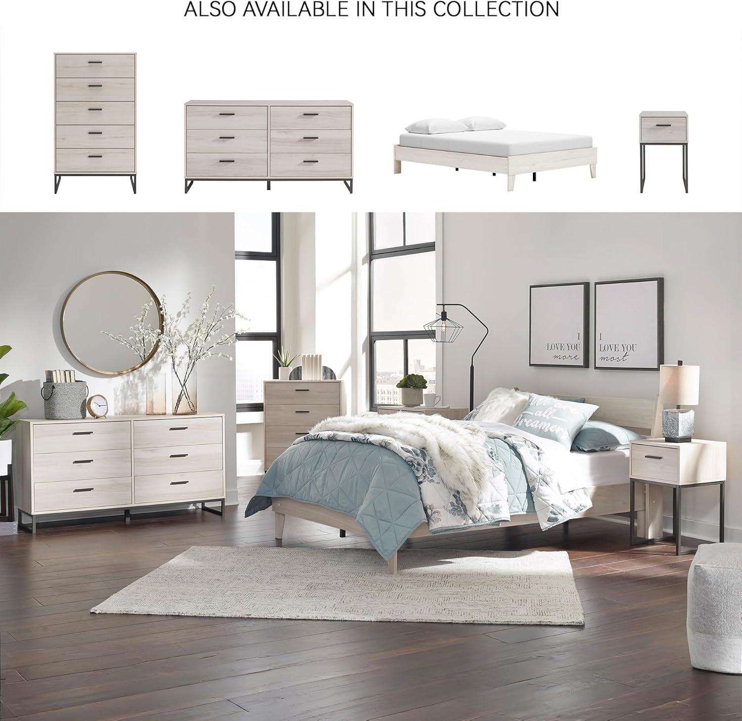 imageSignature Design by Ashley Socalle Casual Queen Platform Bed with Metal Slats No Box Spring Needed BlackNatural Beige