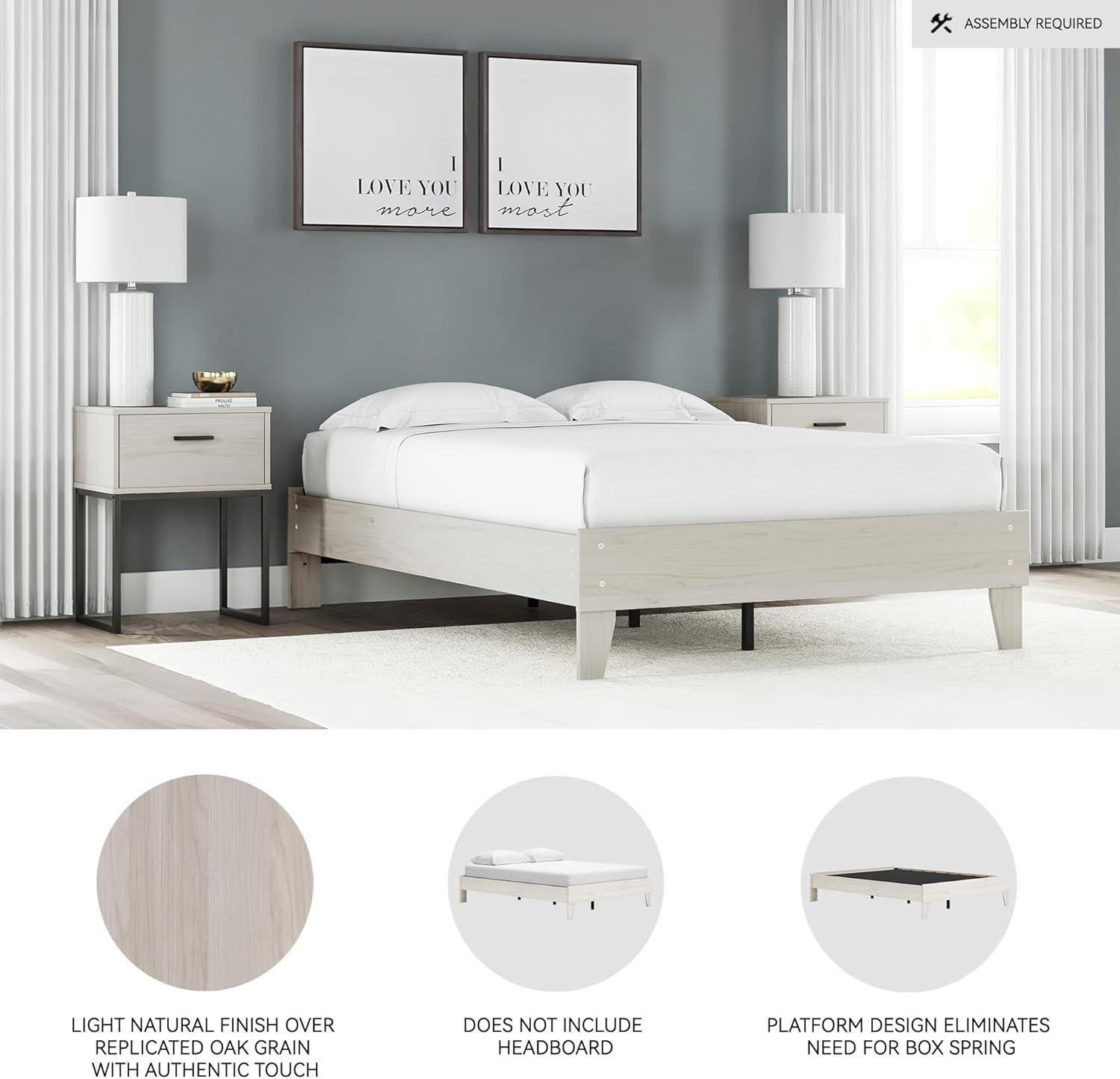 imageSignature Design by Ashley Socalle Casual Queen Platform Bed with Metal Slats No Box Spring Needed BlackNatural Beige