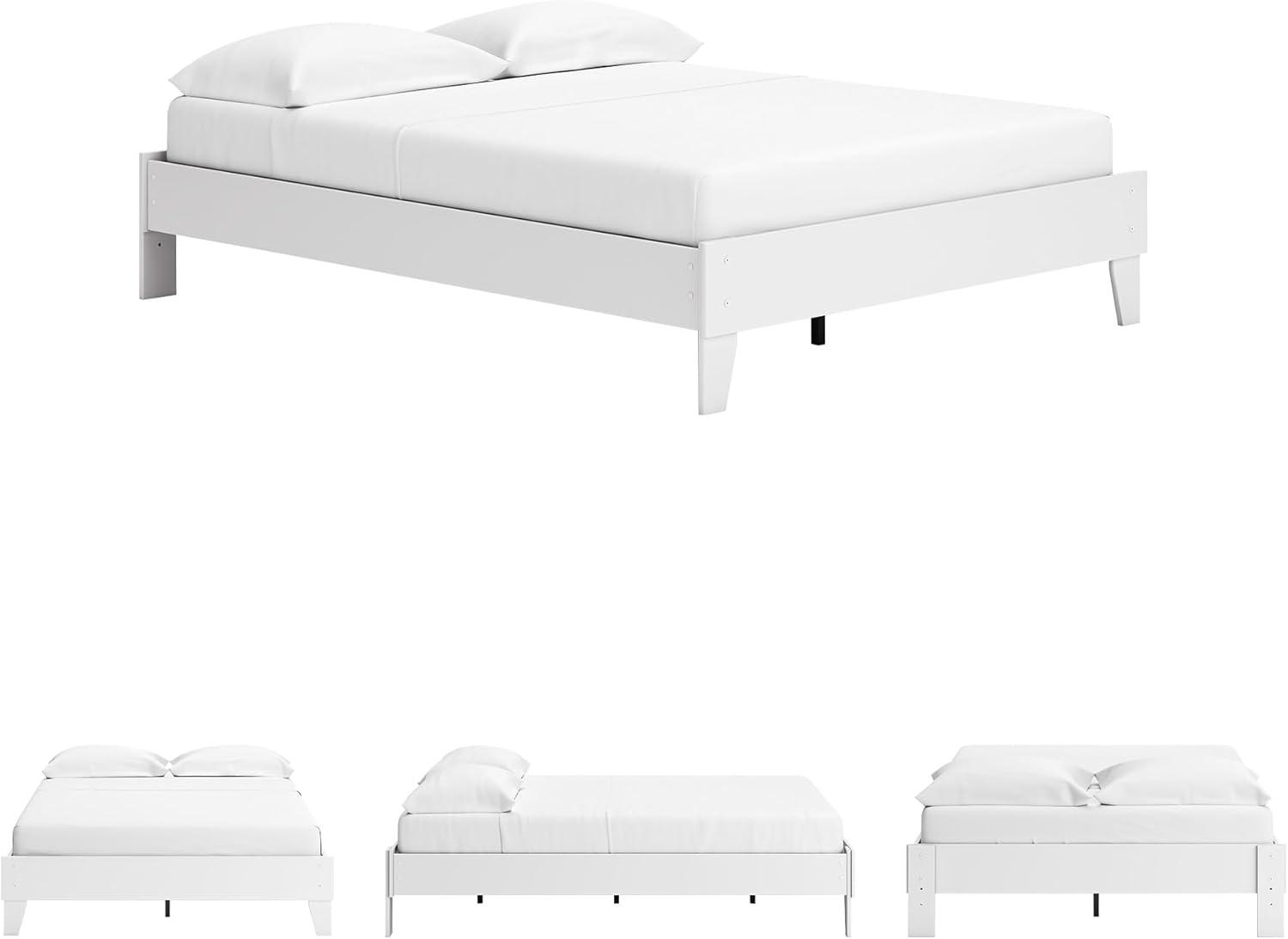 imageSignature Design by Ashley Socalle Casual Queen Platform Bed with Metal Slats No Box Spring Needed BlackPure White