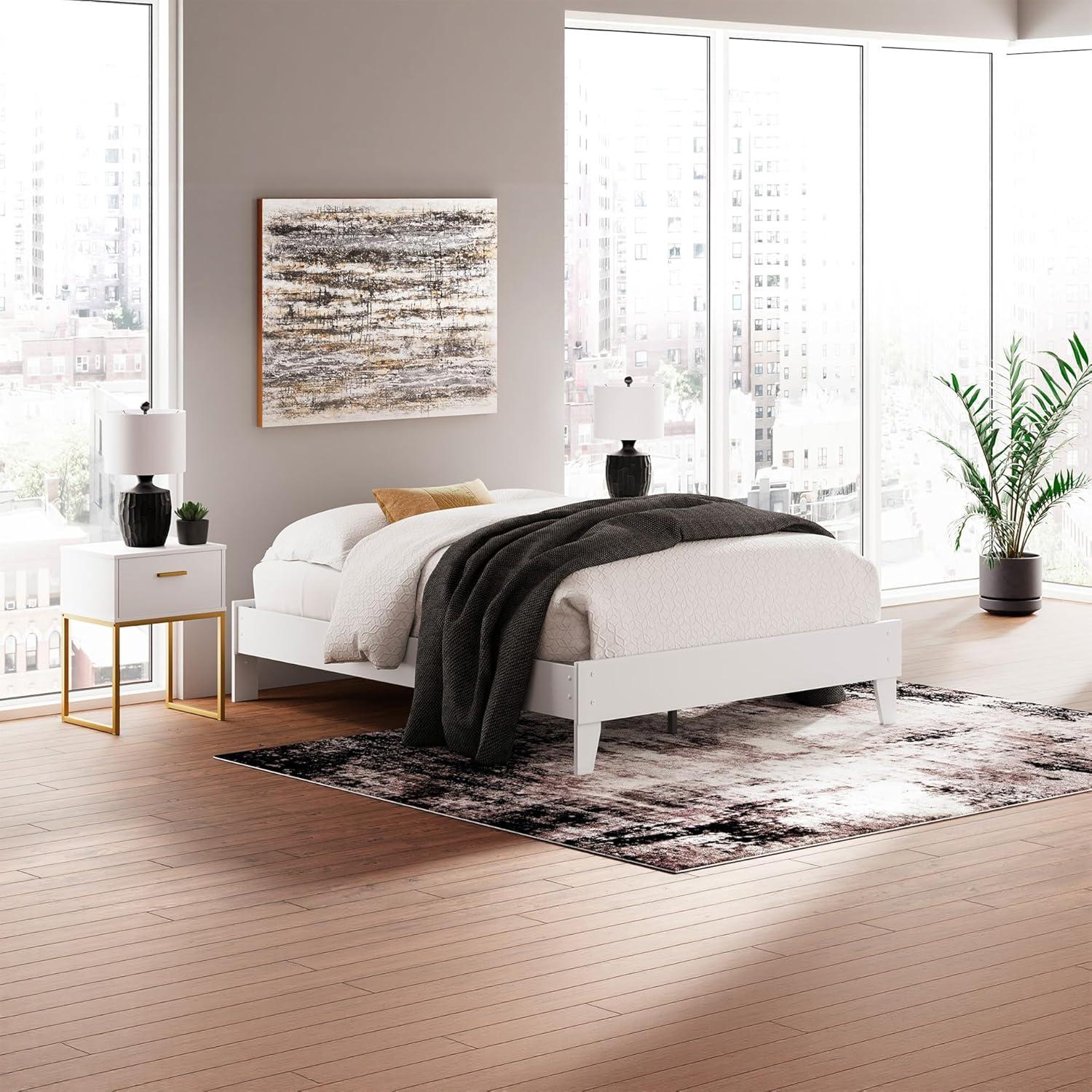 imageSignature Design by Ashley Socalle Casual Queen Platform Bed with Metal Slats No Box Spring Needed BlackPure White