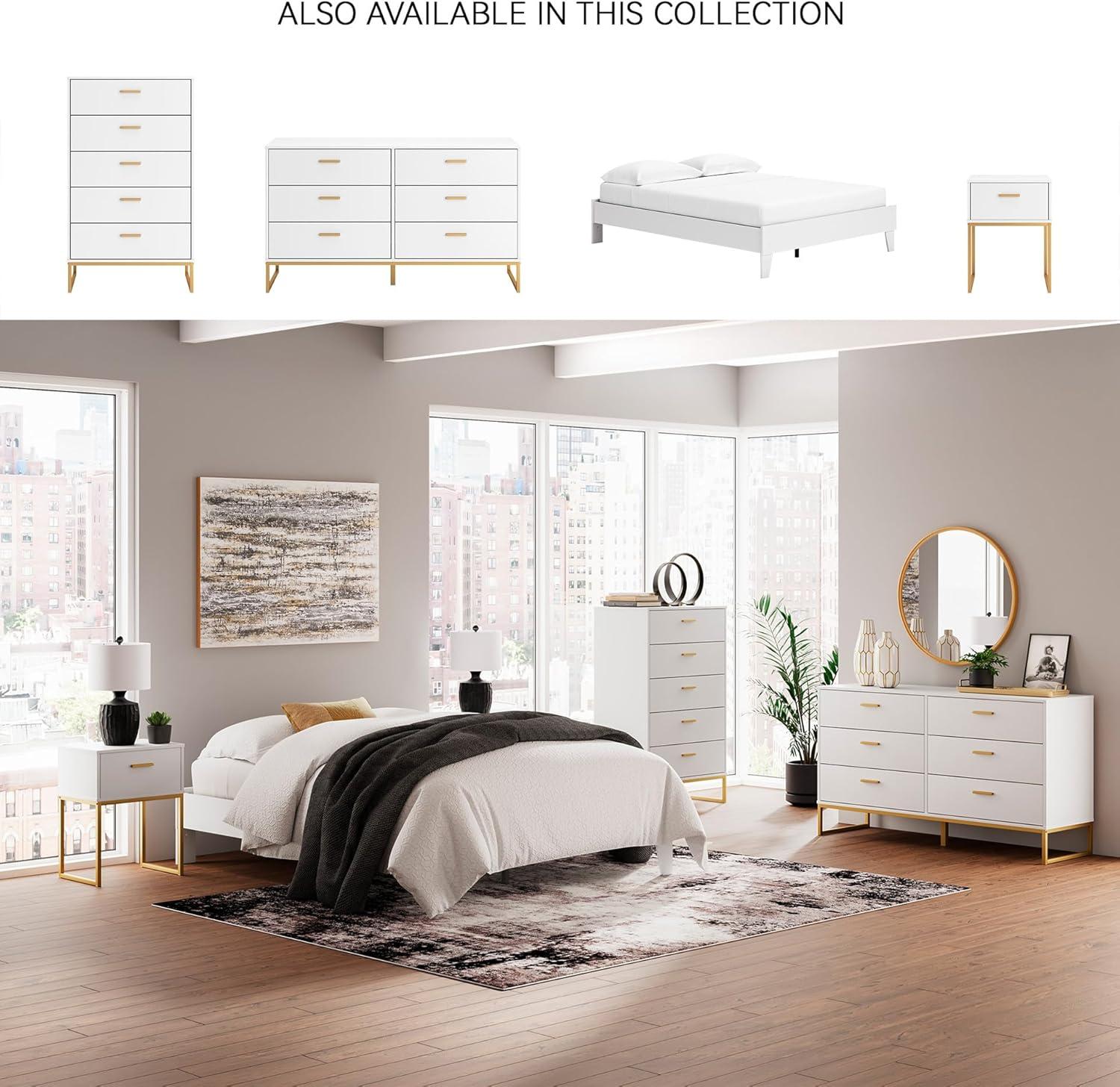 imageSignature Design by Ashley Socalle Casual Queen Platform Bed with Metal Slats No Box Spring Needed BlackPure White