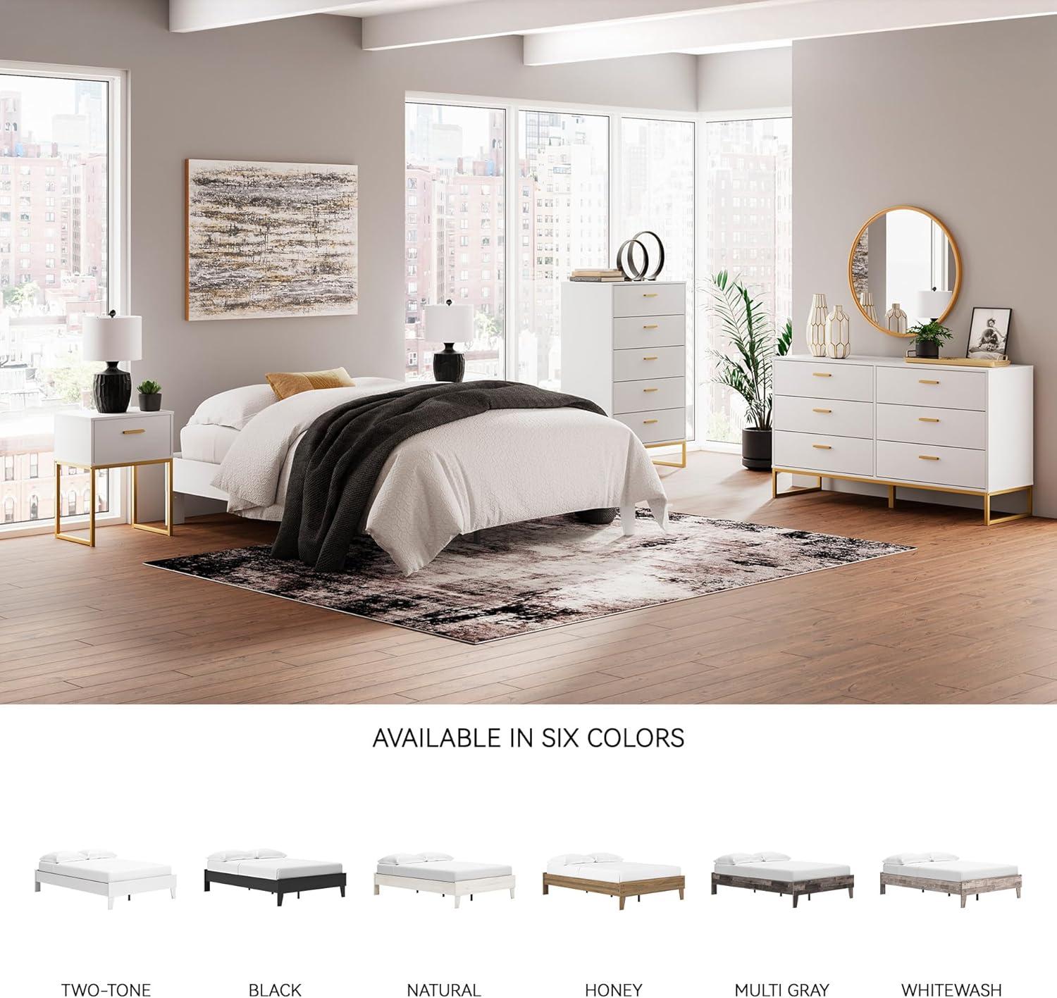 imageSignature Design by Ashley Socalle Casual Queen Platform Bed with Metal Slats No Box Spring Needed BlackPure White