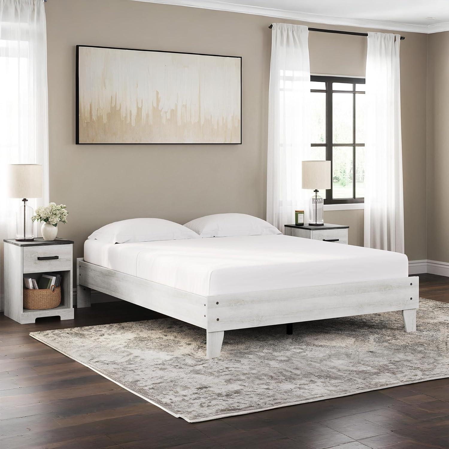 imageSignature Design by Ashley Socalle Casual Queen Platform Bed with Metal Slats No Box Spring Needed BlackWhitewash