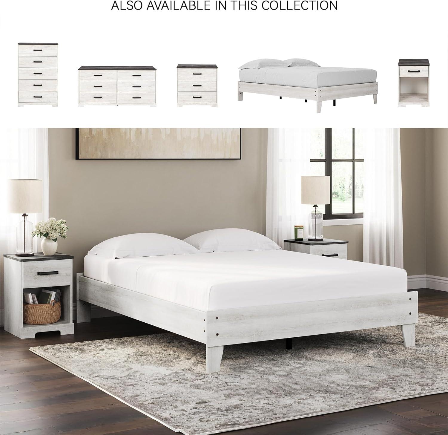 imageSignature Design by Ashley Socalle Casual Queen Platform Bed with Metal Slats No Box Spring Needed BlackWhitewash