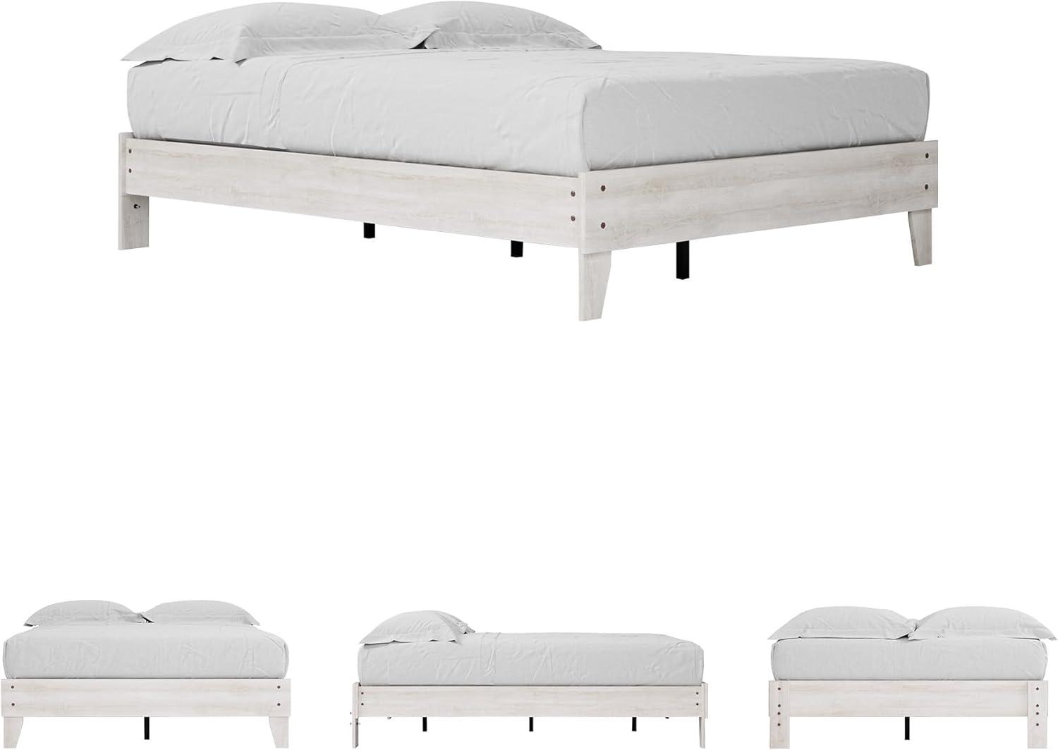 imageSignature Design by Ashley Socalle Casual Queen Platform Bed with Metal Slats No Box Spring Needed BlackWhitewash