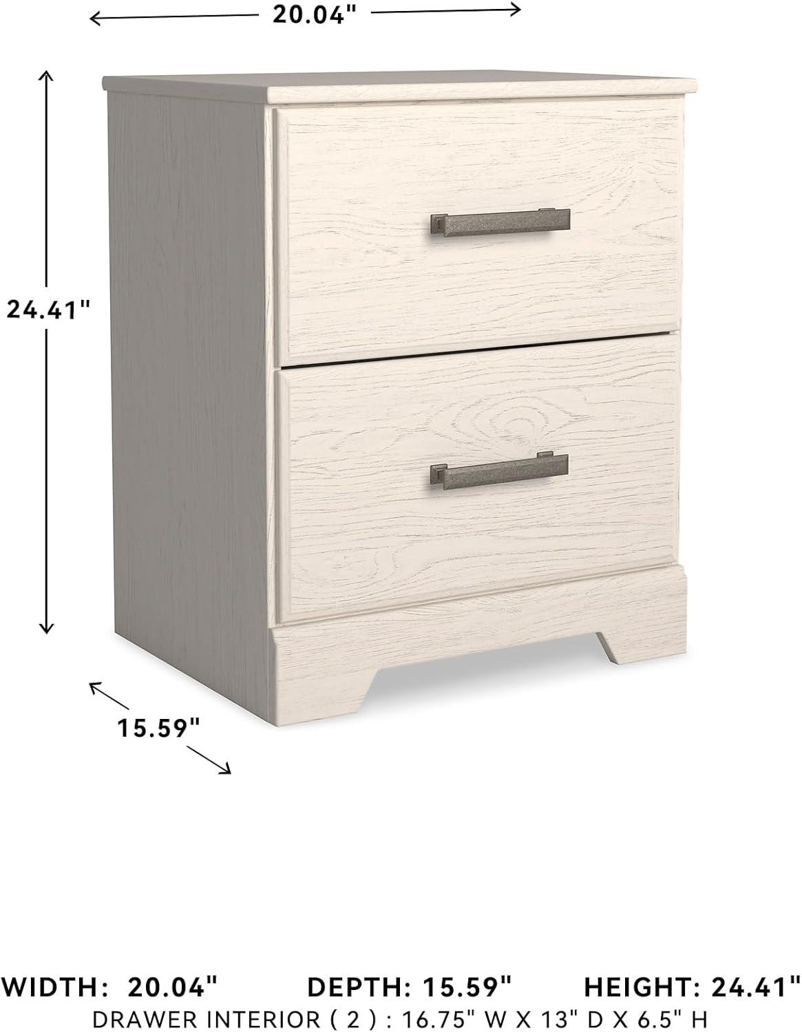 imageSignature Design by Ashley Stelsie Contemporary 2 Drawer Nightstand 2441quot Tall WhiteWhite