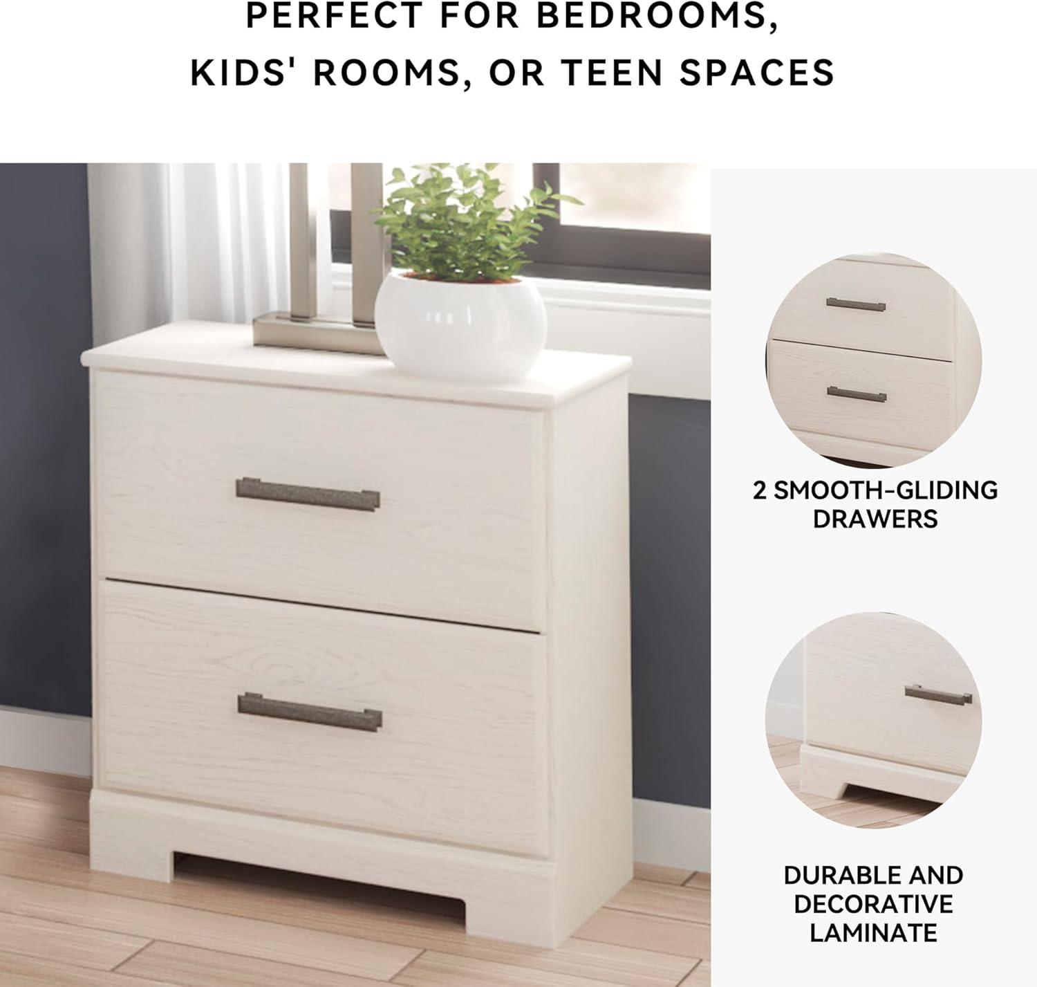 imageSignature Design by Ashley Stelsie Contemporary 2 Drawer Nightstand 2441quot Tall WhiteWhite