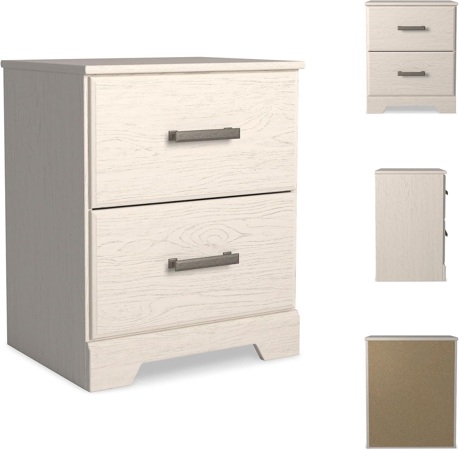 imageSignature Design by Ashley Stelsie Contemporary 2 Drawer Nightstand 2441quot Tall WhiteWhite