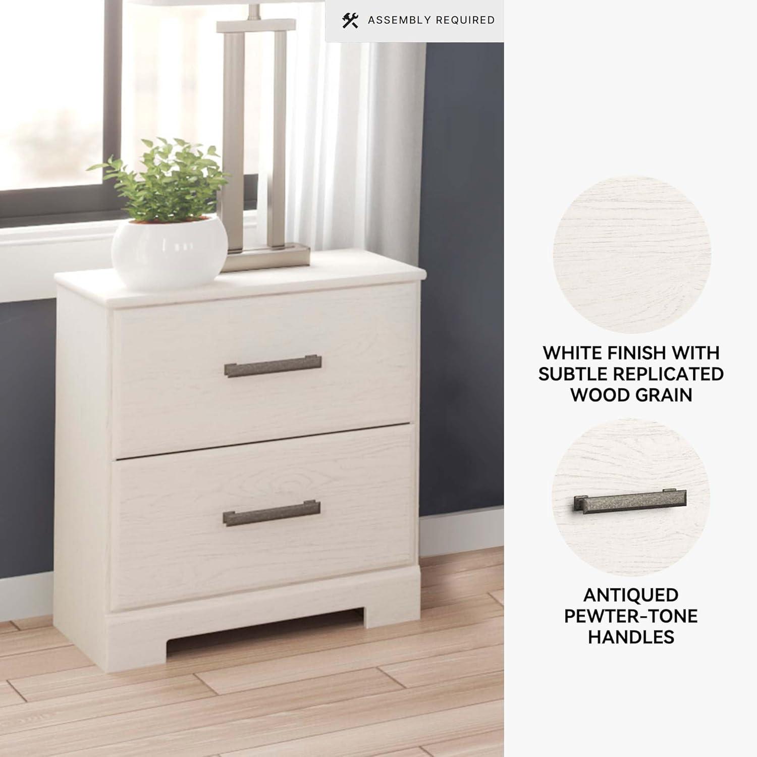 imageSignature Design by Ashley Stelsie Contemporary 2 Drawer Nightstand 2441quot Tall WhiteWhite