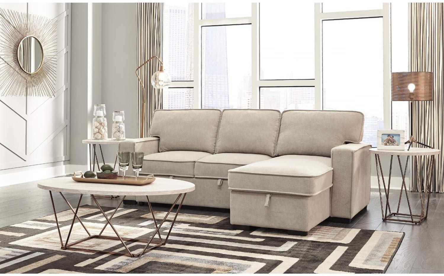 imageSignature Design by Ashley Tarica Modern 3 Piece Table Set Includes Coffee ampamp 2 End Tables White ampamp GoldWhite