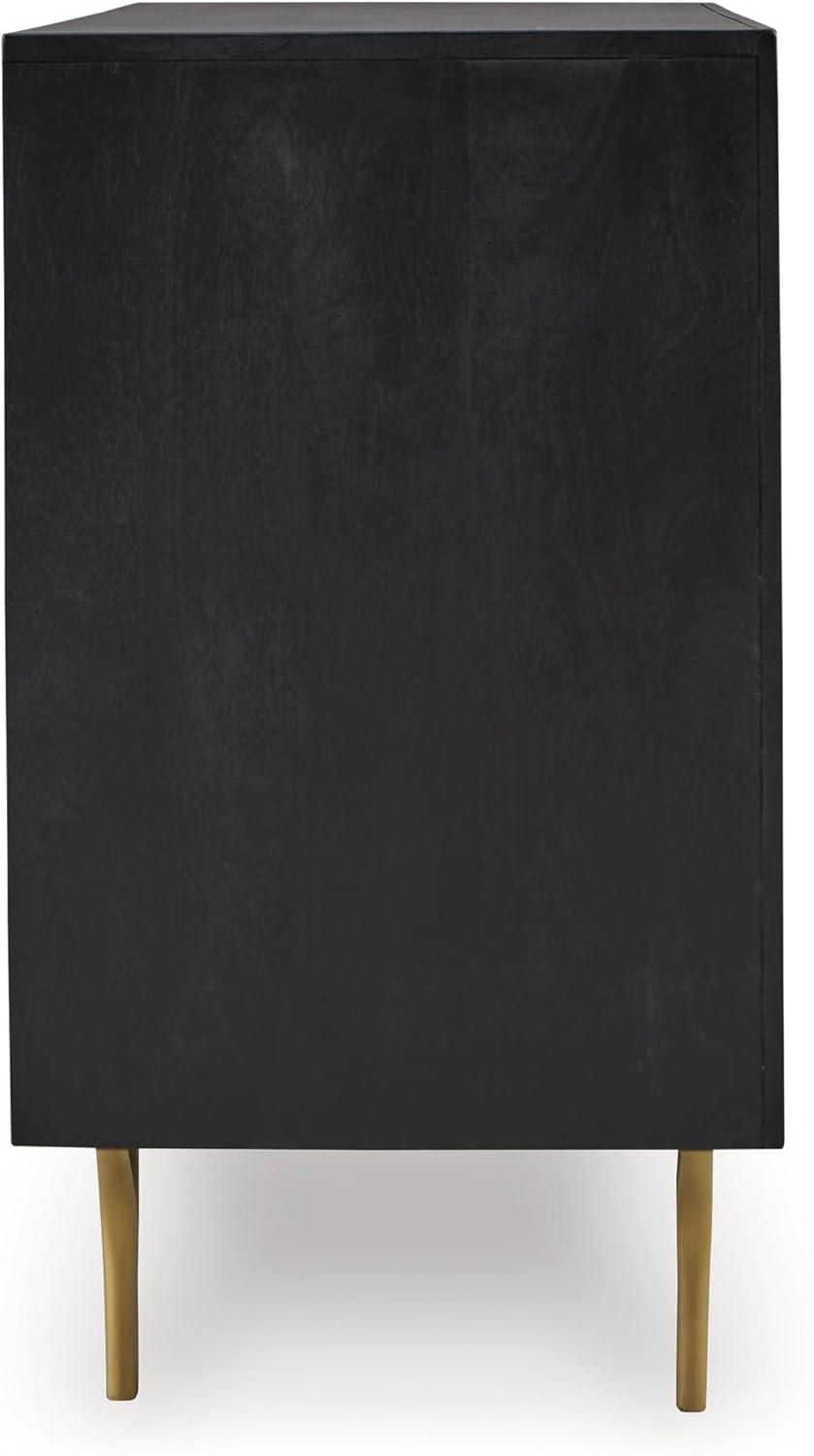 imageSignature Design by Ashley Tayner Contemporary Accent Cabinet with 2 Doors and 1 Shelf Black ampamp Metallic