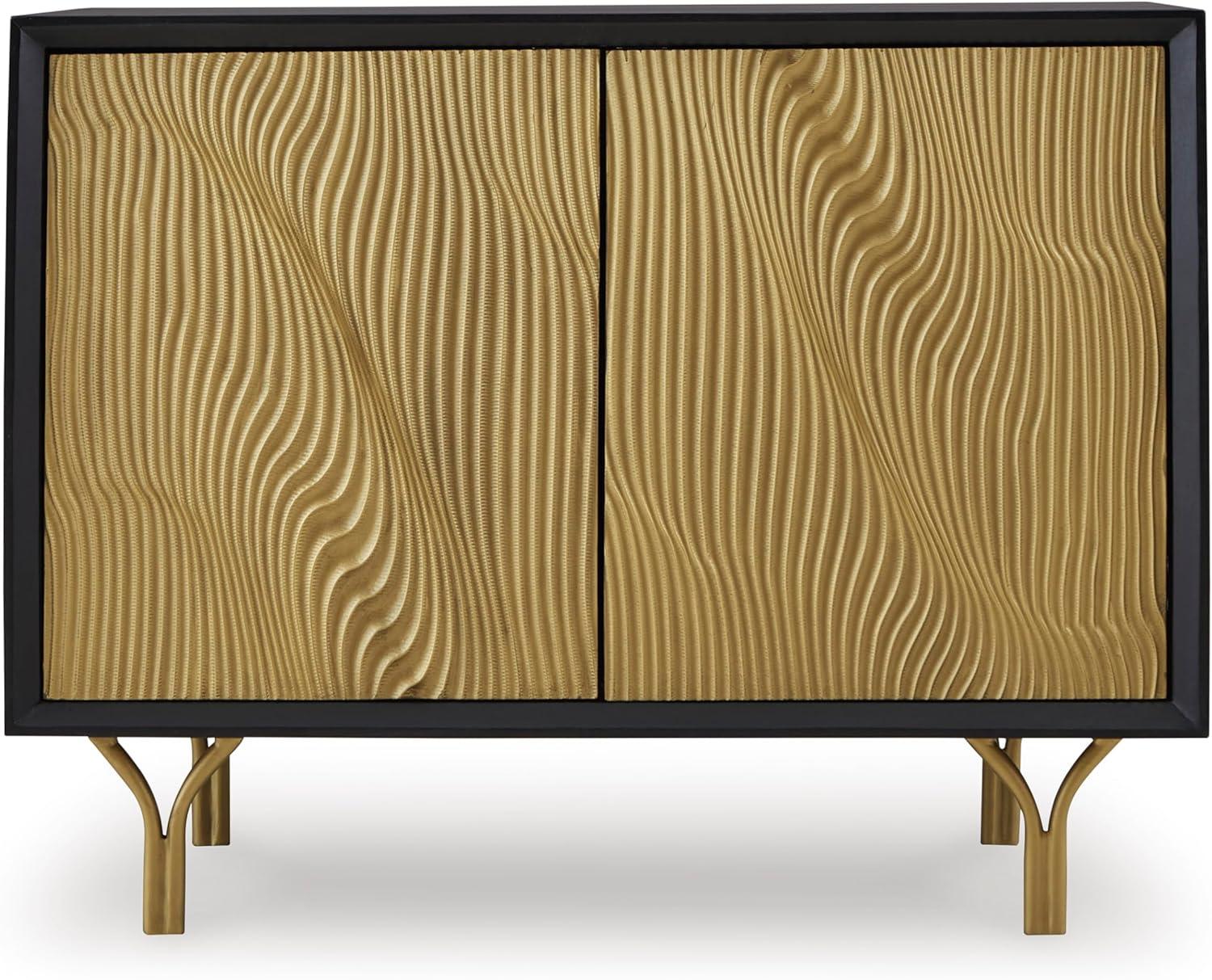 imageSignature Design by Ashley Tayner Contemporary Accent Cabinet with 2 Doors and 1 Shelf Black ampamp Metallic