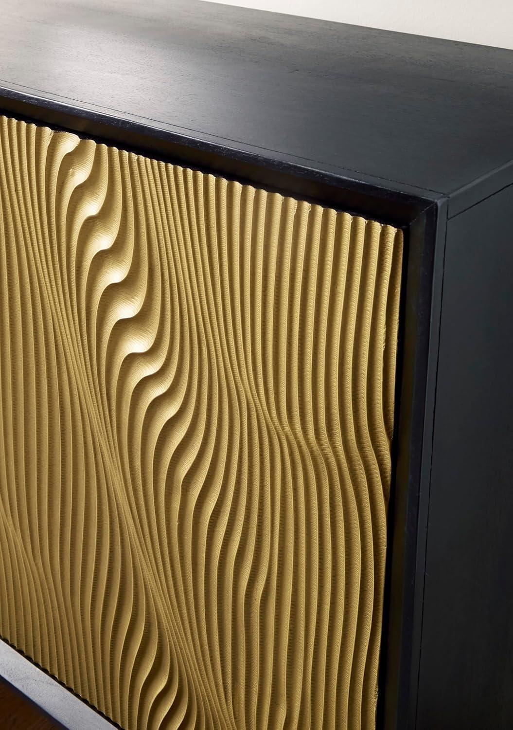 imageSignature Design by Ashley Tayner Contemporary Accent Cabinet with 2 Doors and 1 Shelf Black ampamp Metallic