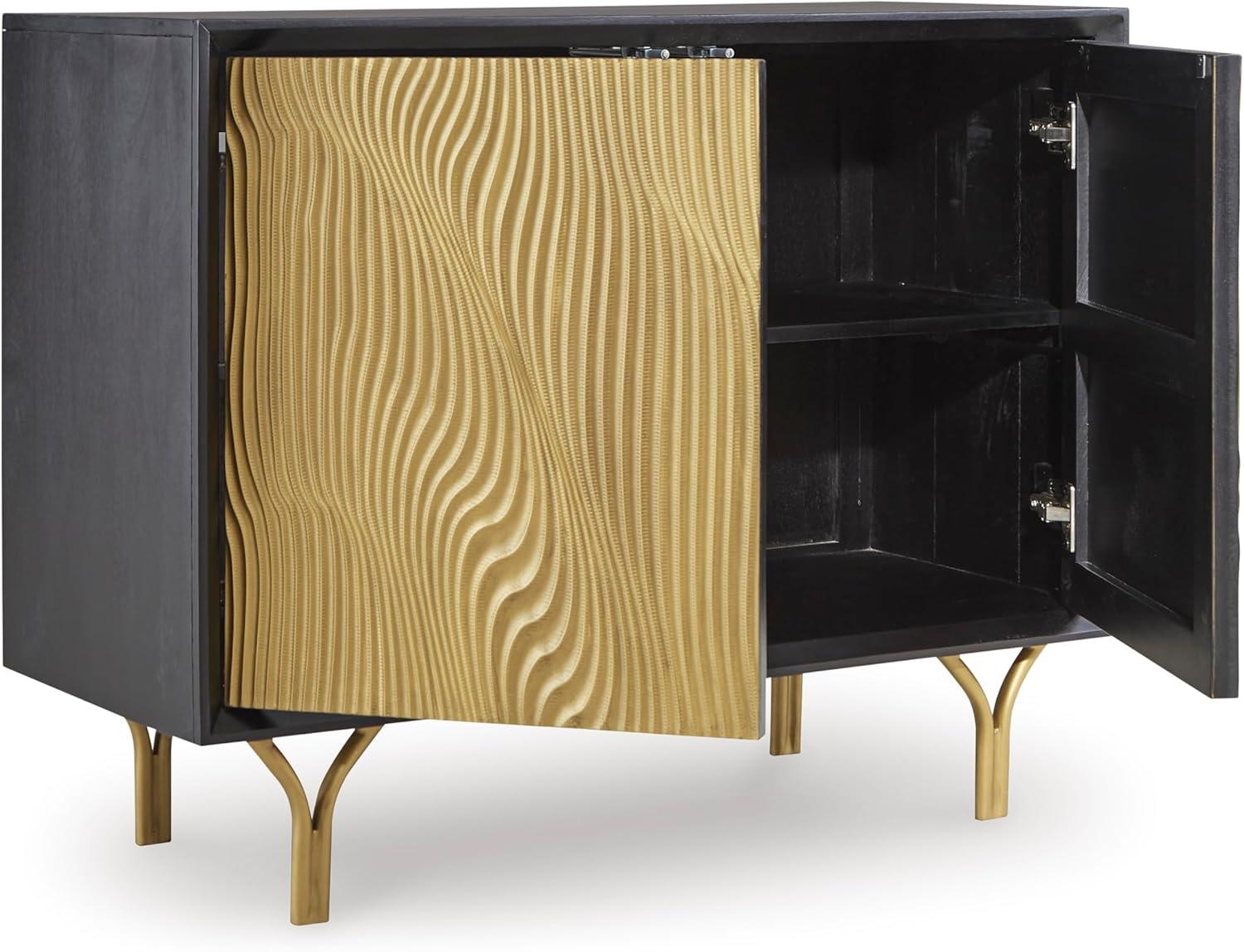 imageSignature Design by Ashley Tayner Contemporary Accent Cabinet with 2 Doors and 1 Shelf Black ampamp Metallic