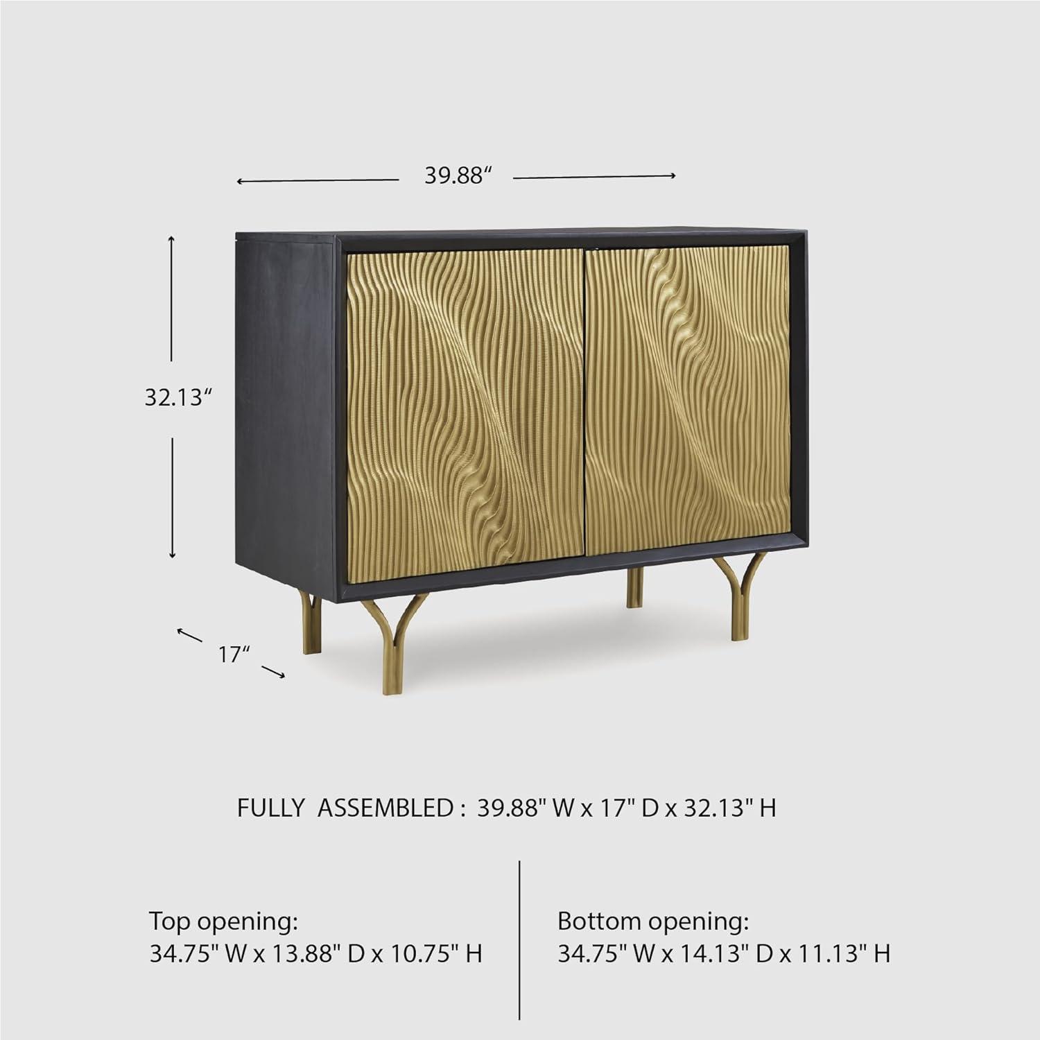 imageSignature Design by Ashley Tayner Contemporary Accent Cabinet with 2 Doors and 1 Shelf Black ampamp Metallic