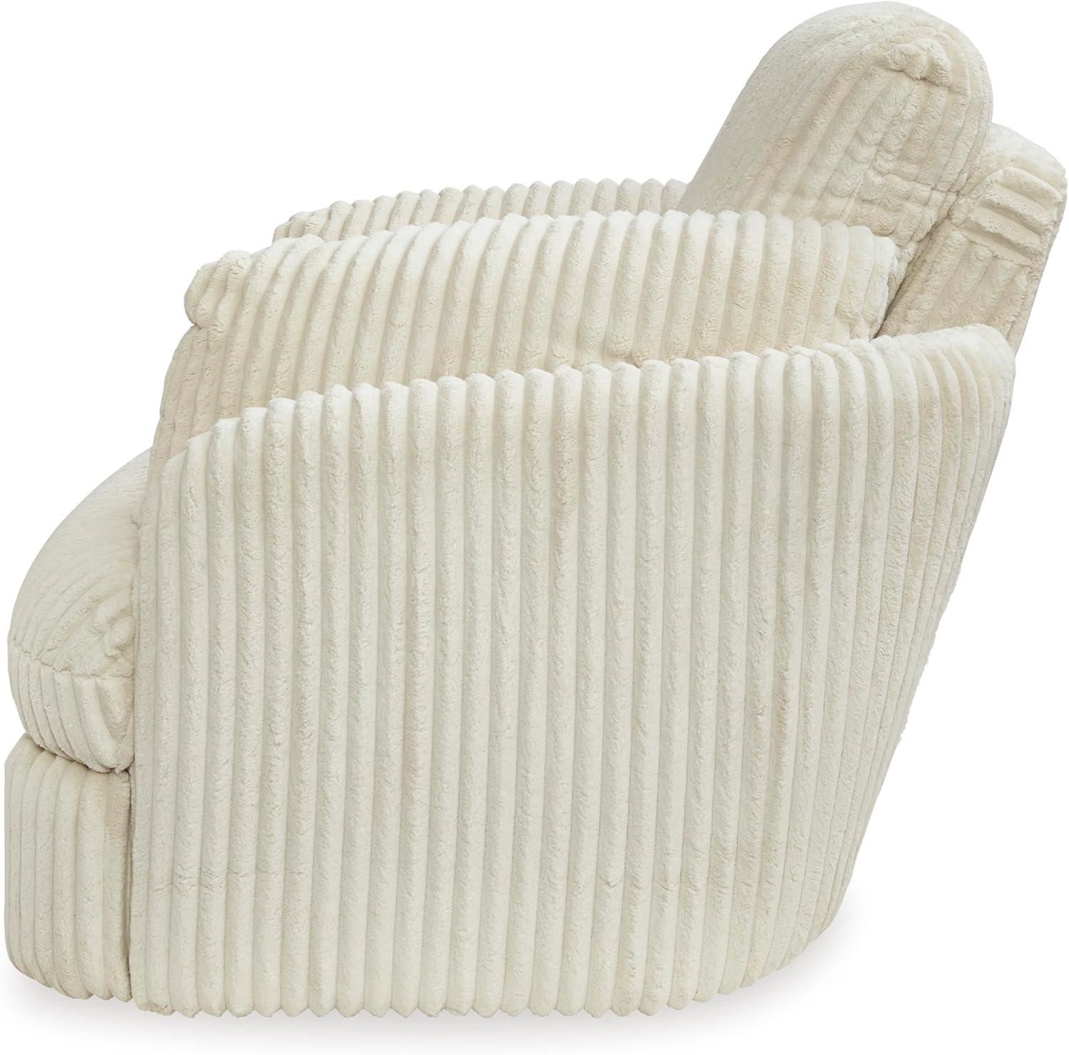 imageSignature Design by Ashley TieBreaker Cozy Contemporary Manual PressBack Swivel Glider Rocker Recliner with 2 Bolster Pillows and Hidden Storage WhiteWhite