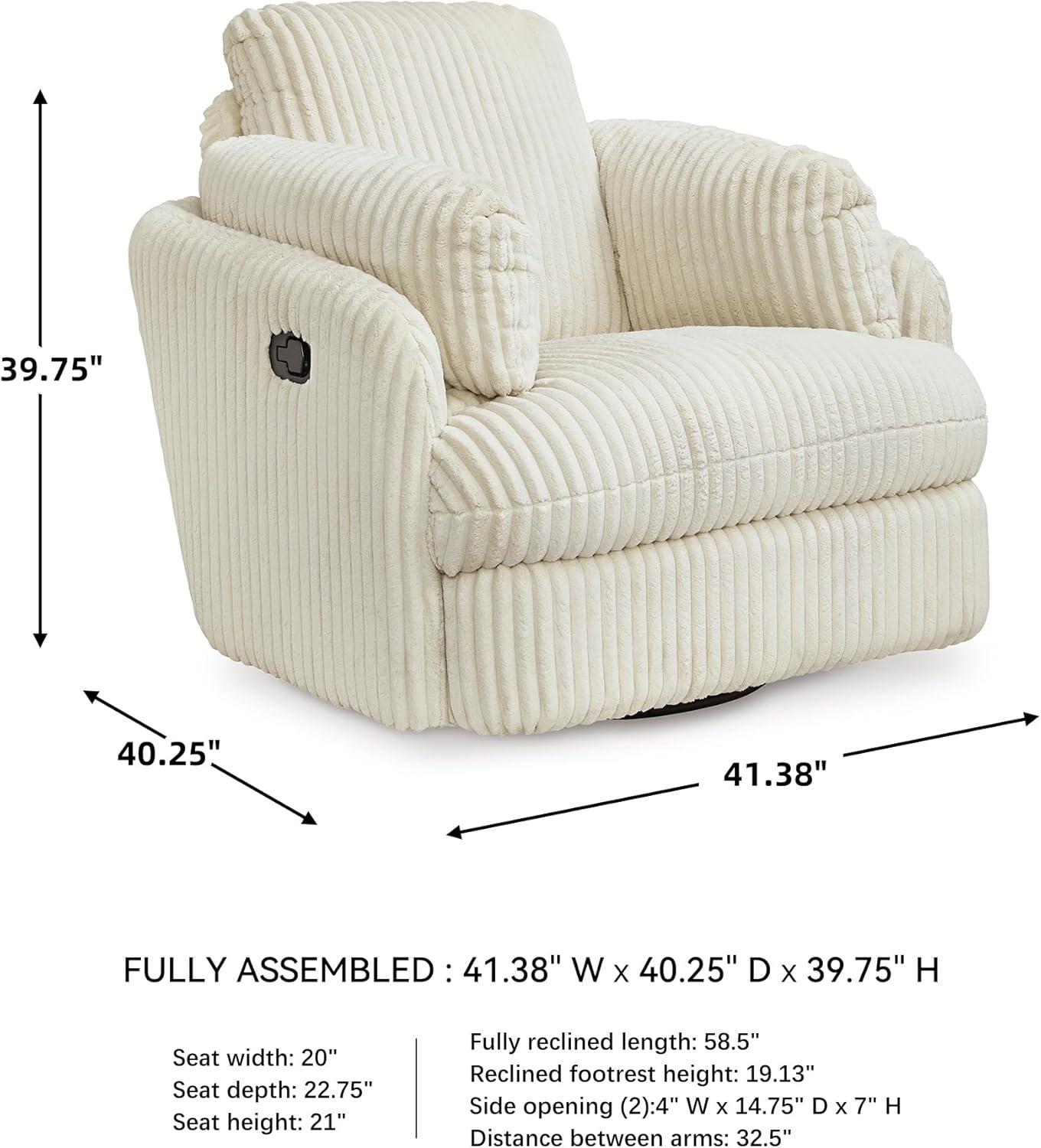 imageSignature Design by Ashley TieBreaker Cozy Contemporary Manual PressBack Swivel Glider Rocker Recliner with 2 Bolster Pillows and Hidden Storage WhiteWhite