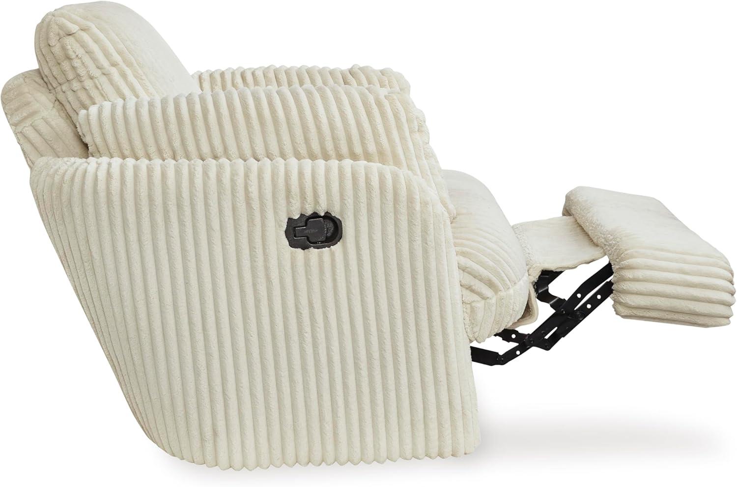 imageSignature Design by Ashley TieBreaker Cozy Contemporary Manual PressBack Swivel Glider Rocker Recliner with 2 Bolster Pillows and Hidden Storage WhiteWhite