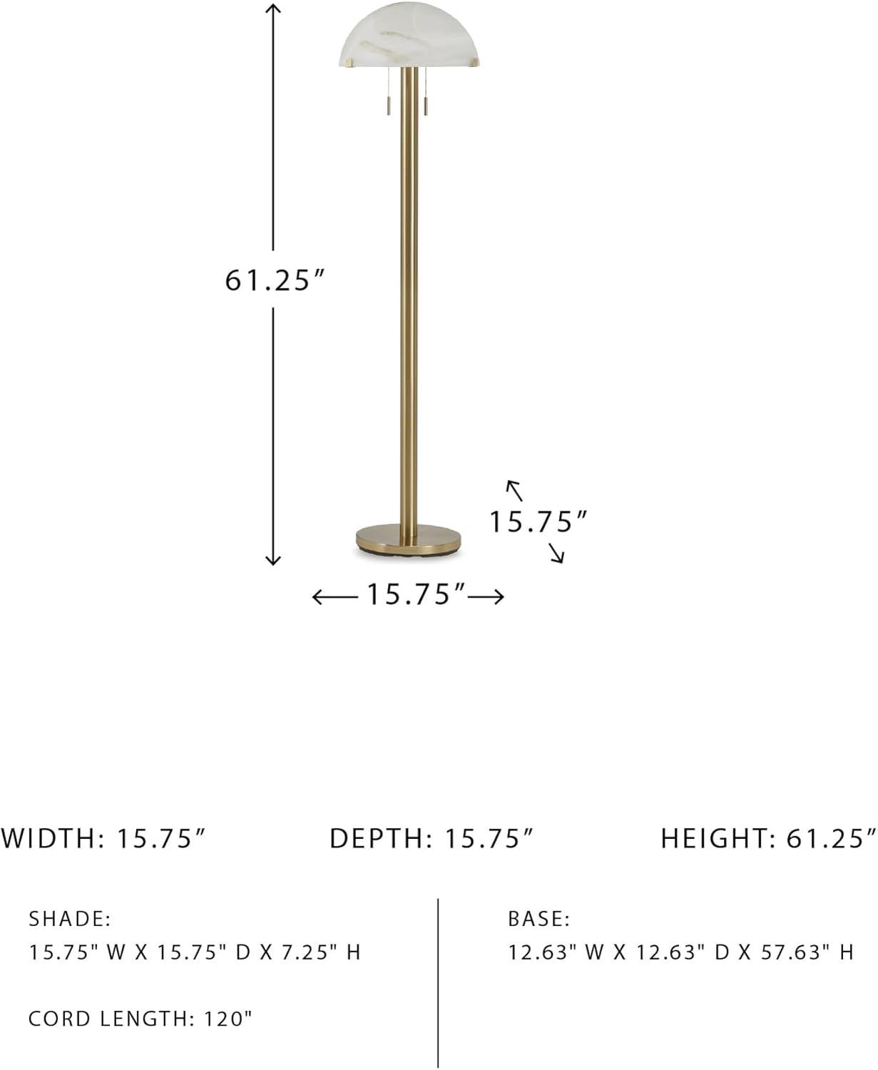 imageSignature Design by Ashley Tobbinsen Vintage Metal and Glass Floor Lamp with Pull Chain Switch and 2 Sockets Metallic ampamp White