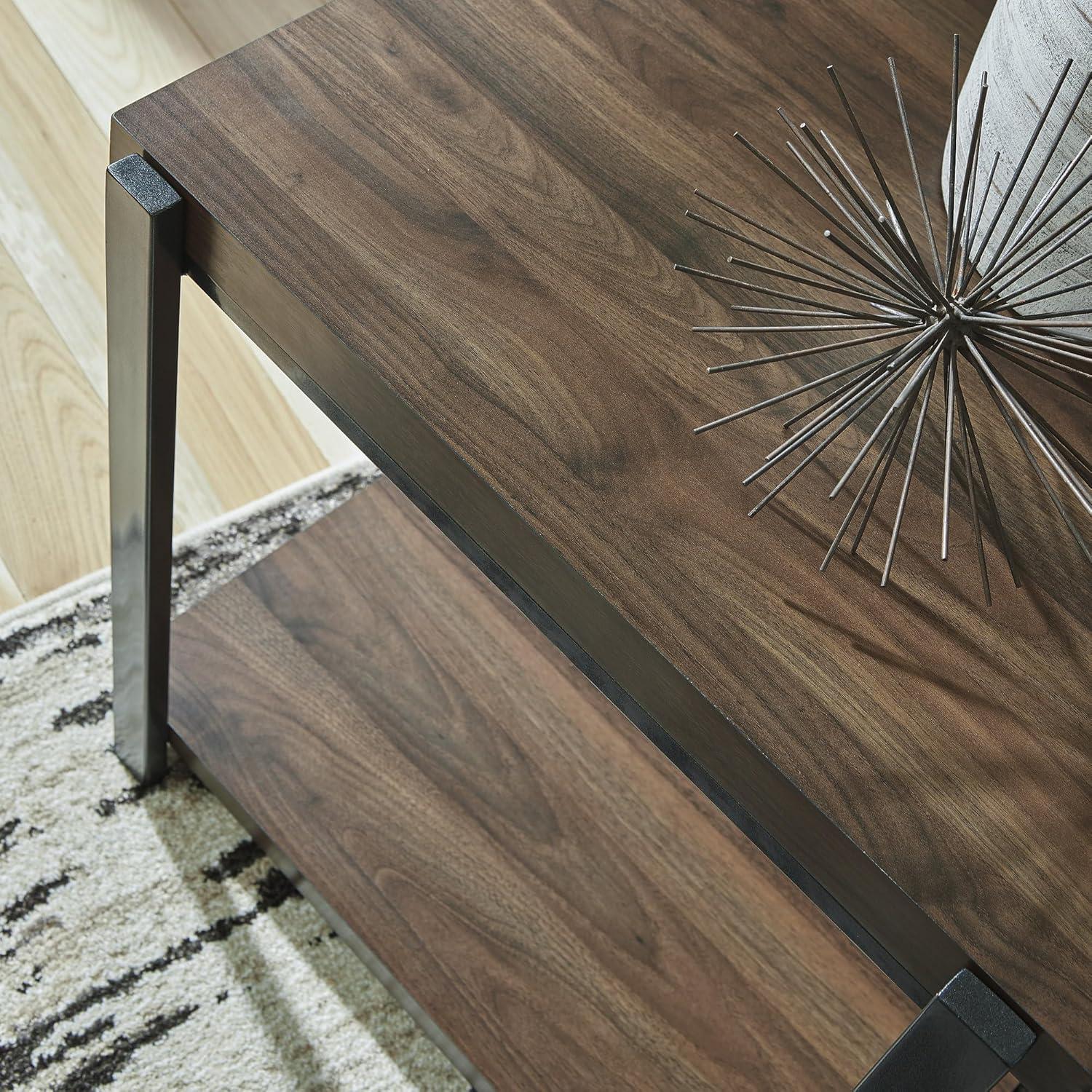 imageSignature Design by Ashley Trindwick Contemporary Table with Shelf and Casters Set of 2 Gray ampamp Dark Brown