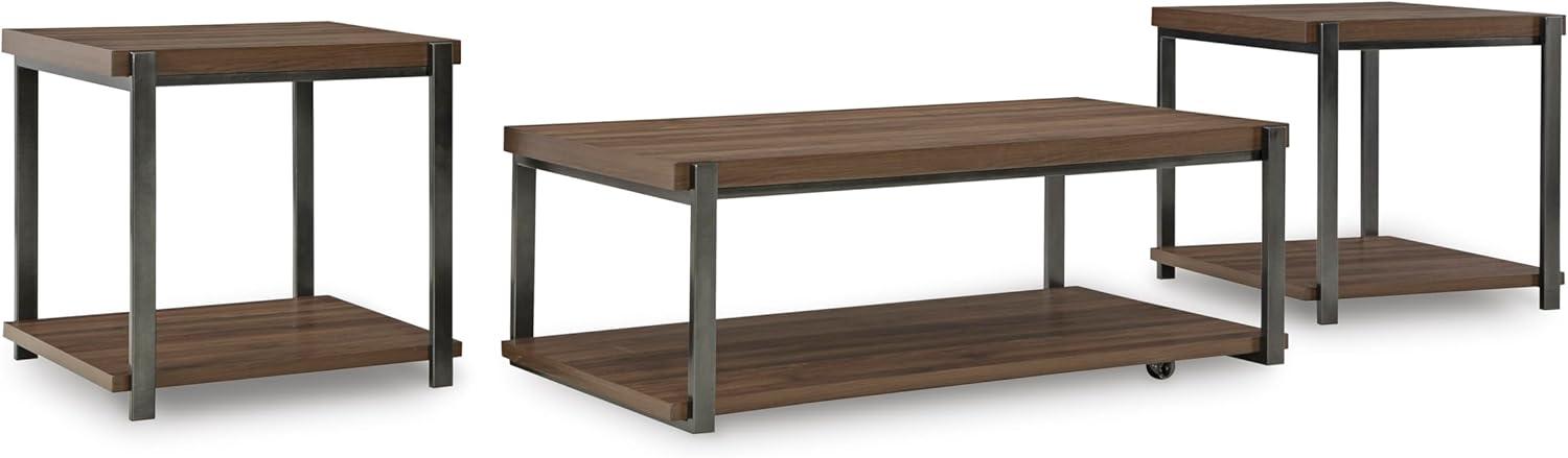 imageSignature Design by Ashley Trindwick Contemporary Table with Shelf and Casters Set of 2 Gray ampamp Dark Brown