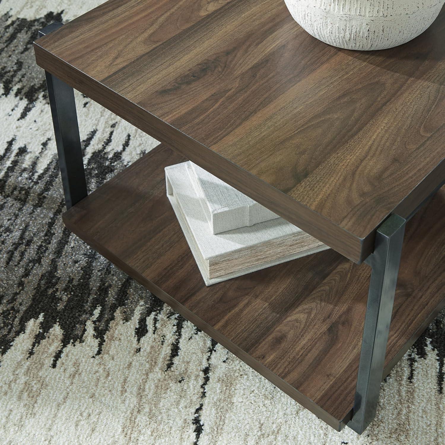imageSignature Design by Ashley Trindwick Contemporary Table with Shelf and Casters Set of 2 Gray ampamp Dark Brown