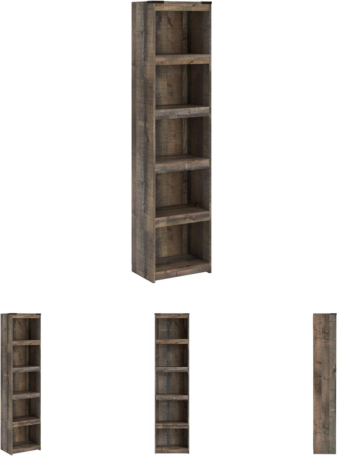 imageSignature Design by Ashley Trinell Rustic Entertainment Center Pier Bookcase with 3 Adjustable Shelves Natural BrownBrown
