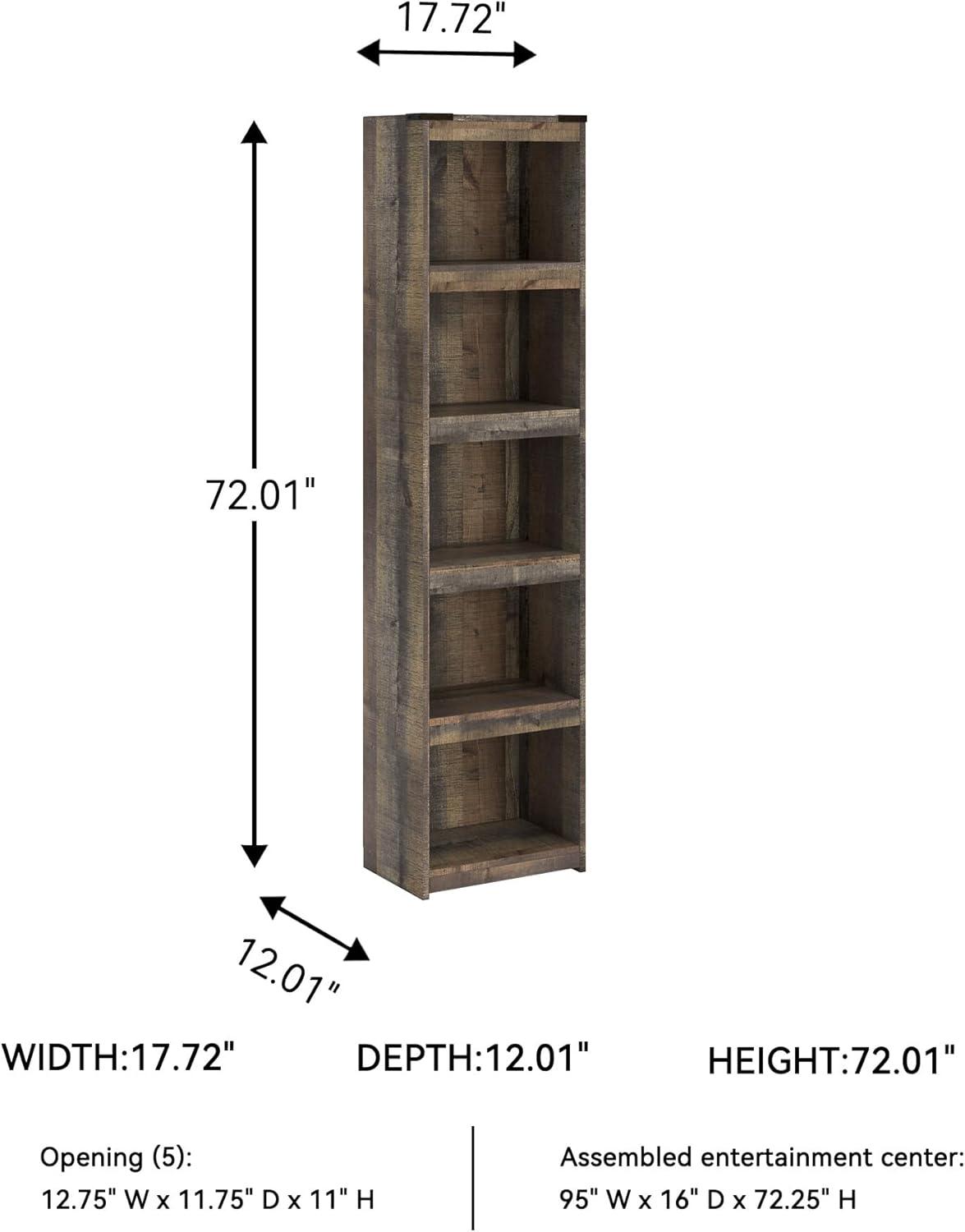 imageSignature Design by Ashley Trinell Rustic Entertainment Center Pier Bookcase with 3 Adjustable Shelves Natural BrownBrown