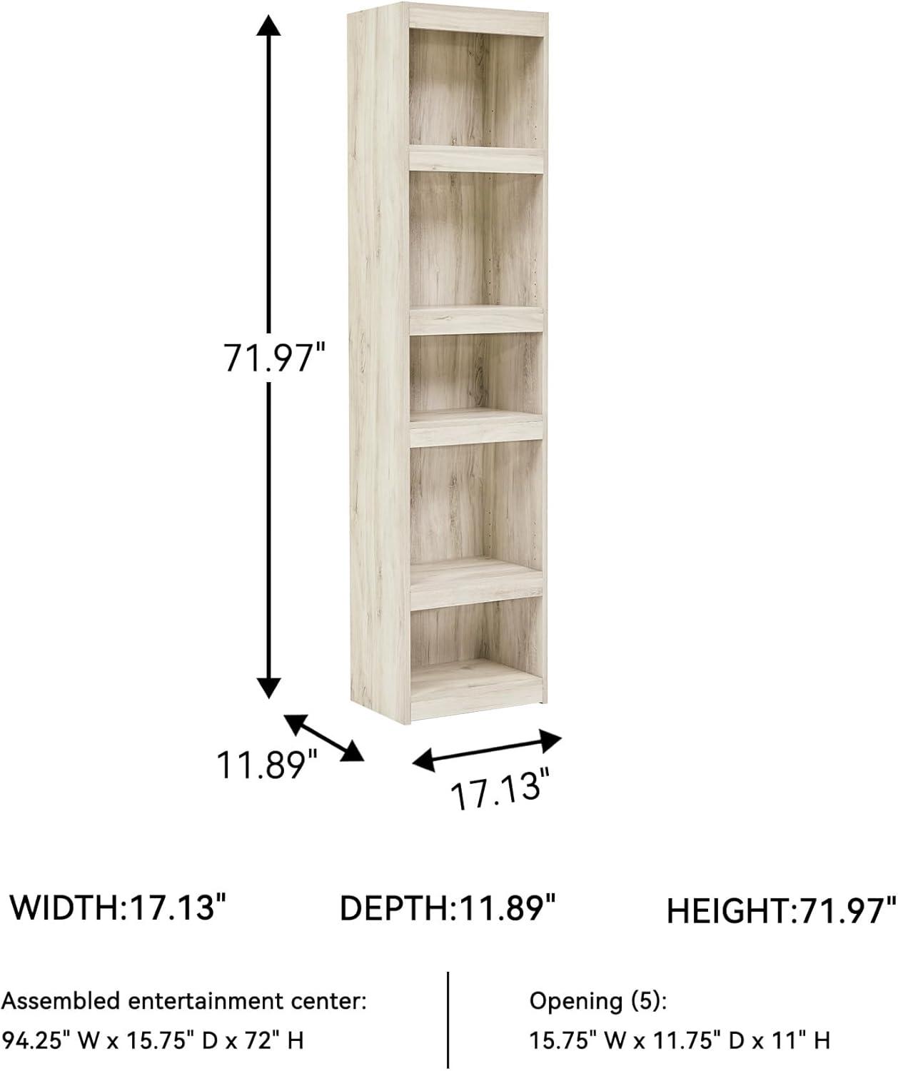 imageSignature Design by Ashley Trinell Rustic Entertainment Center Pier Bookcase with 3 Adjustable Shelves Natural BrownCream