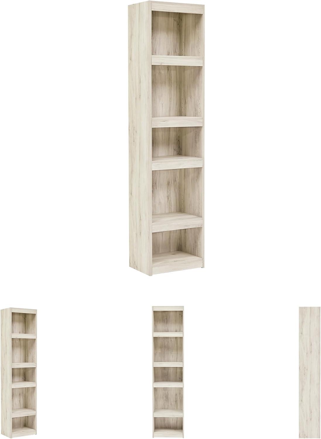 imageSignature Design by Ashley Trinell Rustic Entertainment Center Pier Bookcase with 3 Adjustable Shelves Natural BrownCream