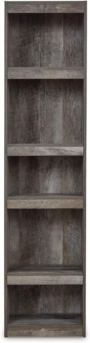 imageSignature Design by Ashley Trinell Rustic Entertainment Center Pier Bookcase with 3 Adjustable Shelves Natural BrownGrey