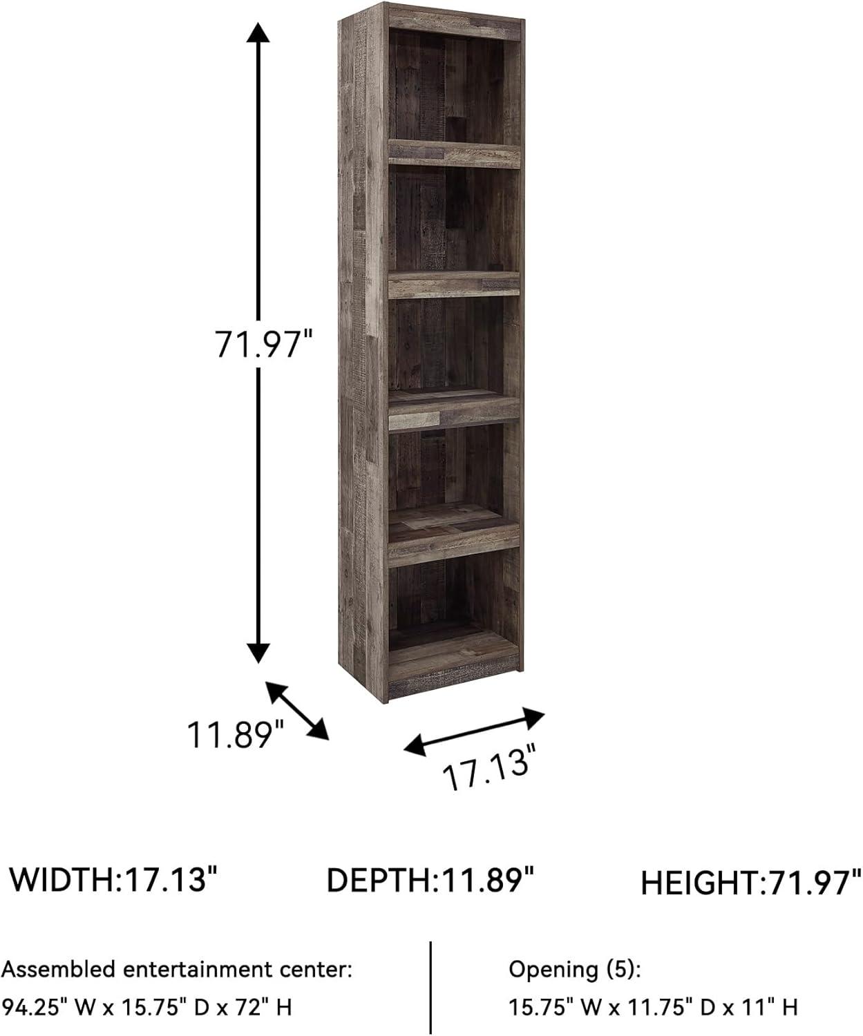 imageSignature Design by Ashley Trinell Rustic Entertainment Center Pier Bookcase with 3 Adjustable Shelves Natural BrownRustic Gray