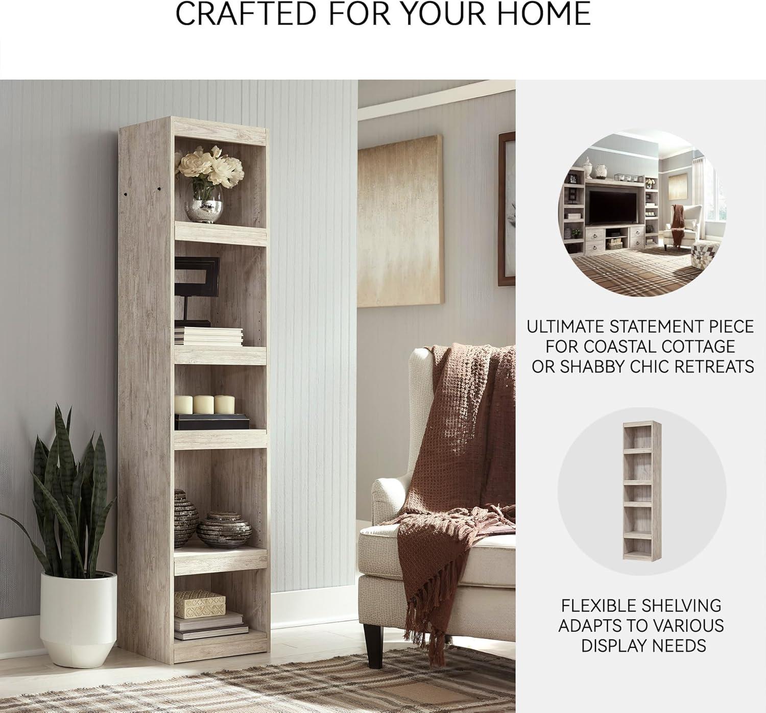 imageSignature Design by Ashley Trinell Rustic Entertainment Center Pier Bookcase with 3 Adjustable Shelves Natural BrownWhitewash