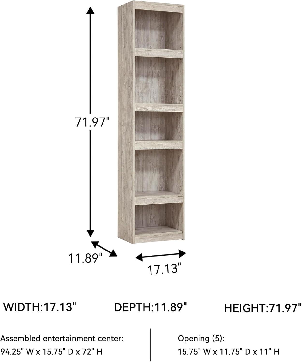 imageSignature Design by Ashley Trinell Rustic Entertainment Center Pier Bookcase with 3 Adjustable Shelves Natural BrownWhitewash