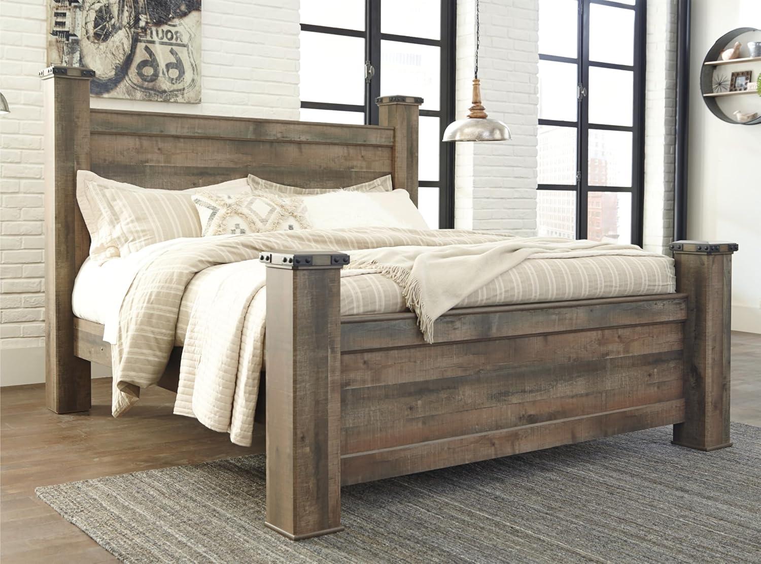 imageSignature Design by Ashley Trinell Rustic Panel Headboard Queen Warm BrownKing