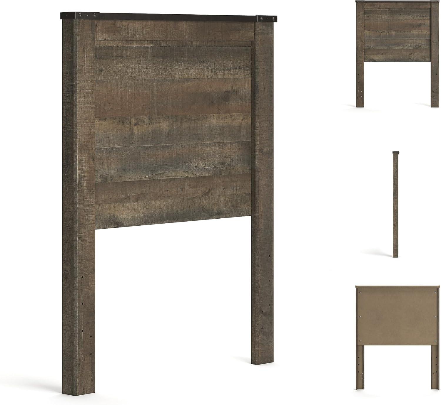 imageSignature Design by Ashley Trinell Rustic Panel Headboard Queen Warm BrownTwin