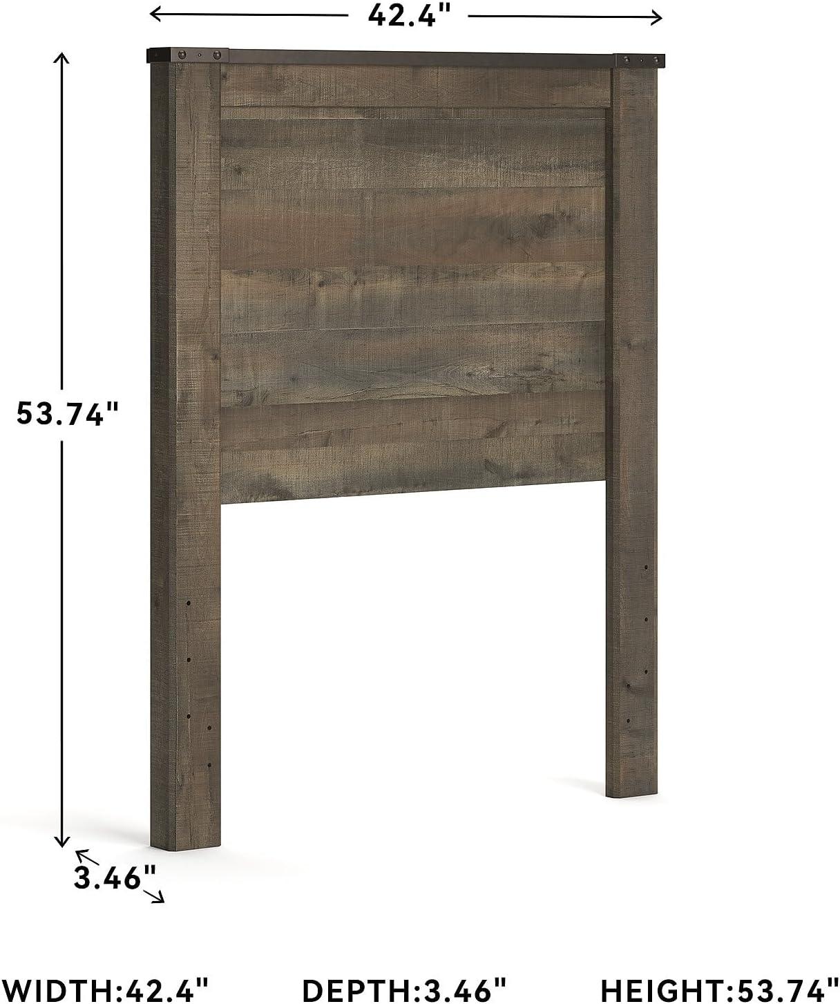 imageSignature Design by Ashley Trinell Rustic Panel Headboard Queen Warm BrownTwin