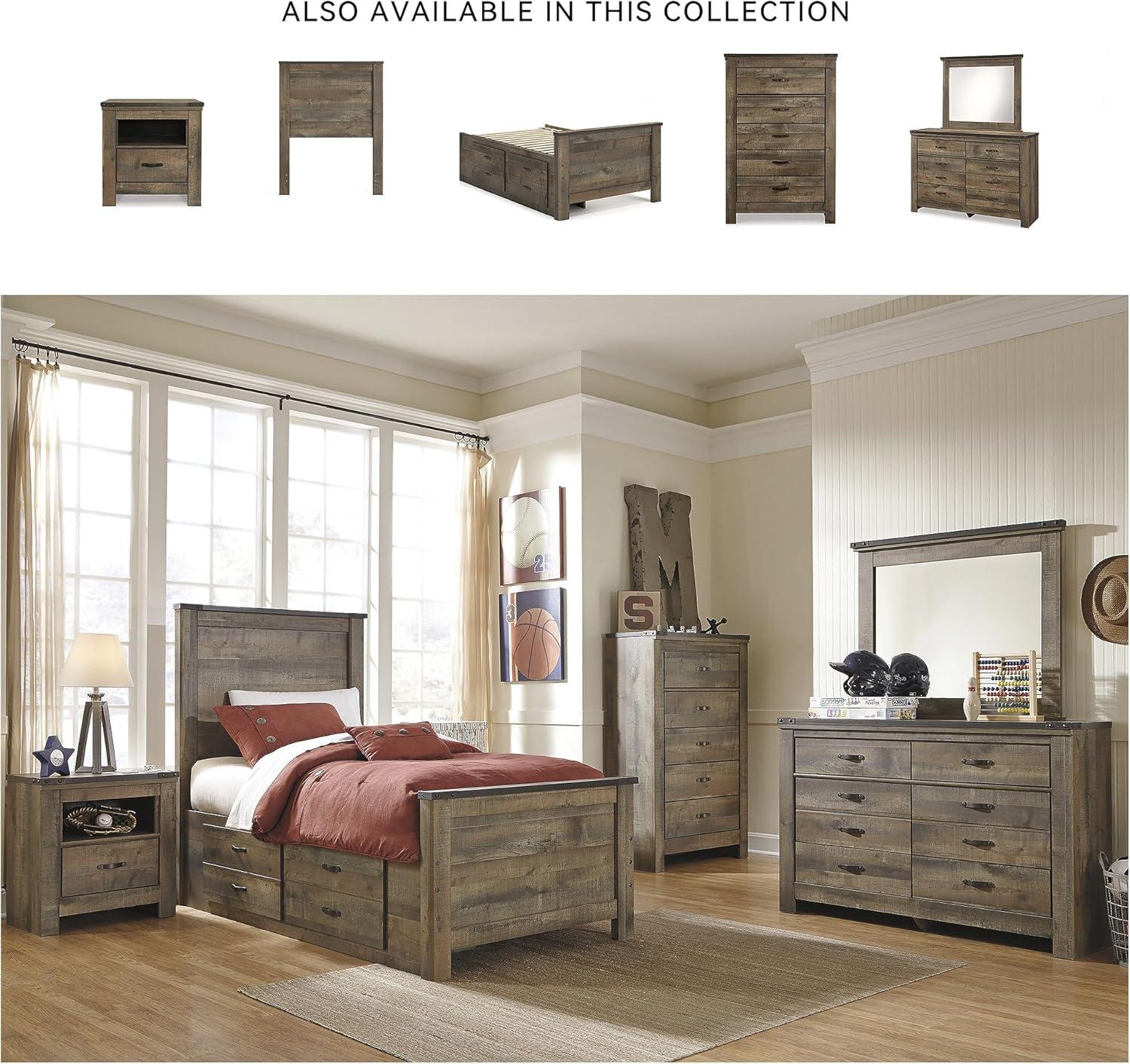 imageSignature Design by Ashley Trinell Rustic Panel Headboard Queen Warm BrownTwin