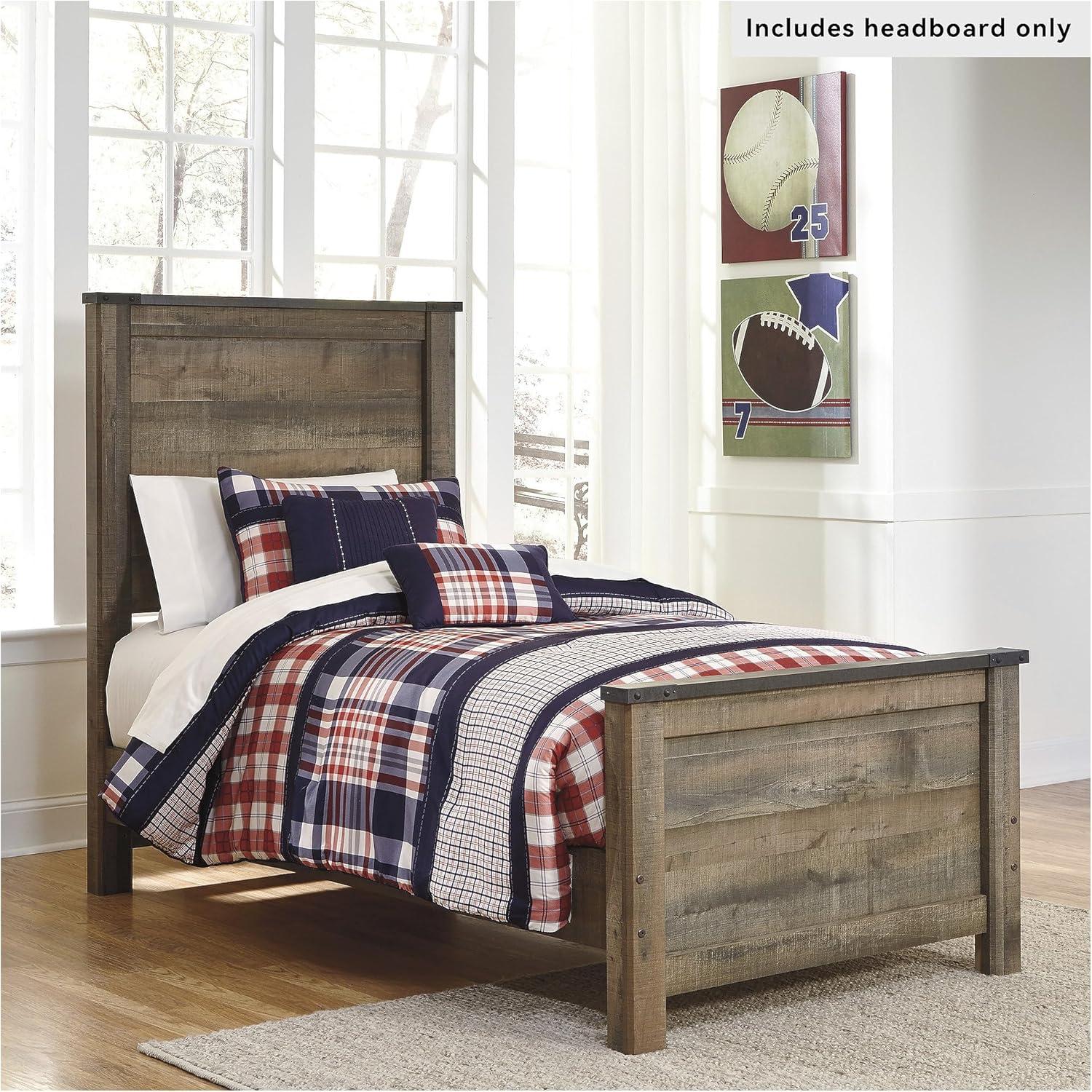 imageSignature Design by Ashley Trinell Rustic Panel Headboard Queen Warm BrownTwin