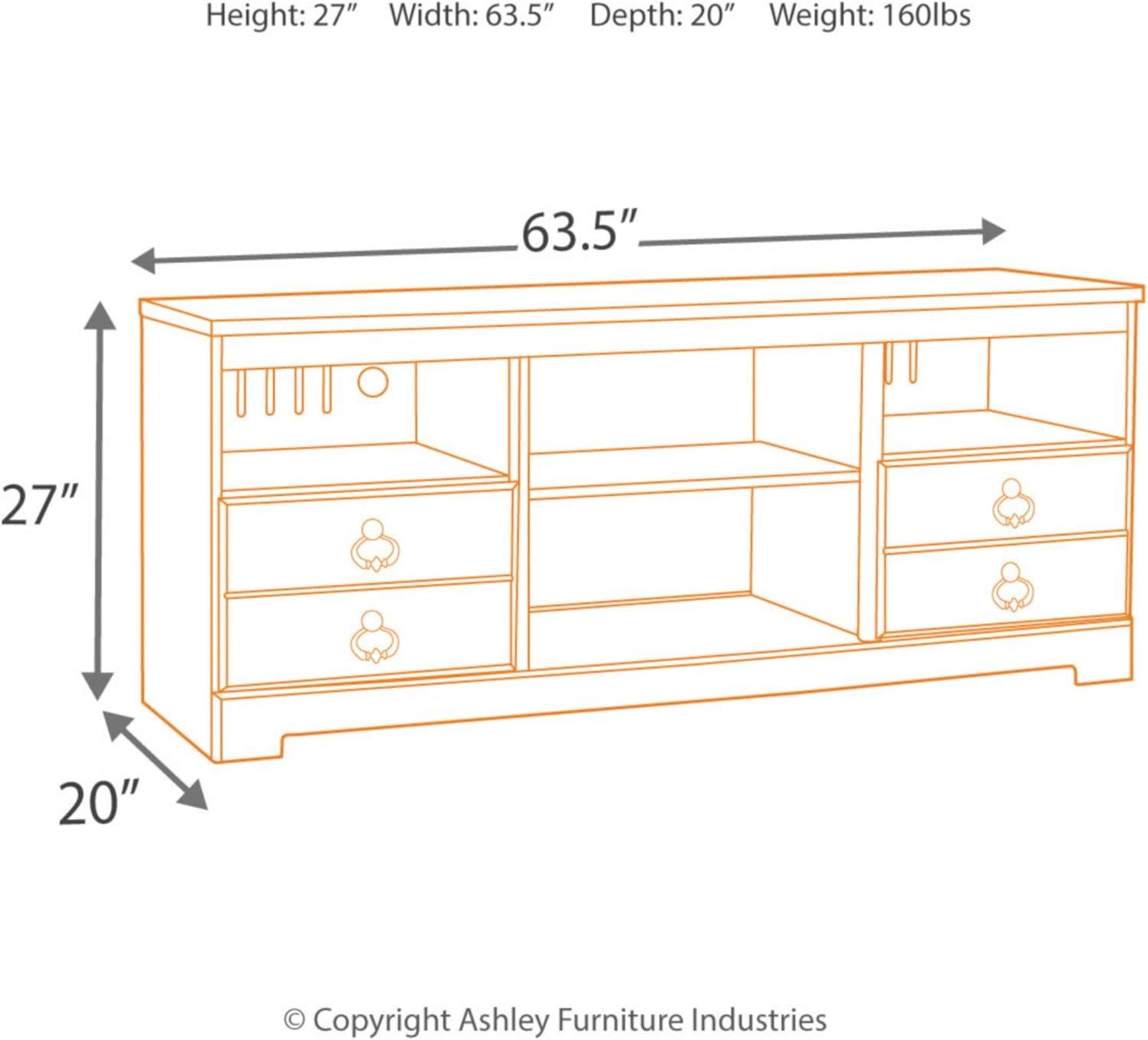 imageSignature Design by Ashley Trinell Rustic TV Stand with Fireplace Option Fits TVs up to 60quot 2 Drawers and 2 Storage Cubbies BrownWhite Wash