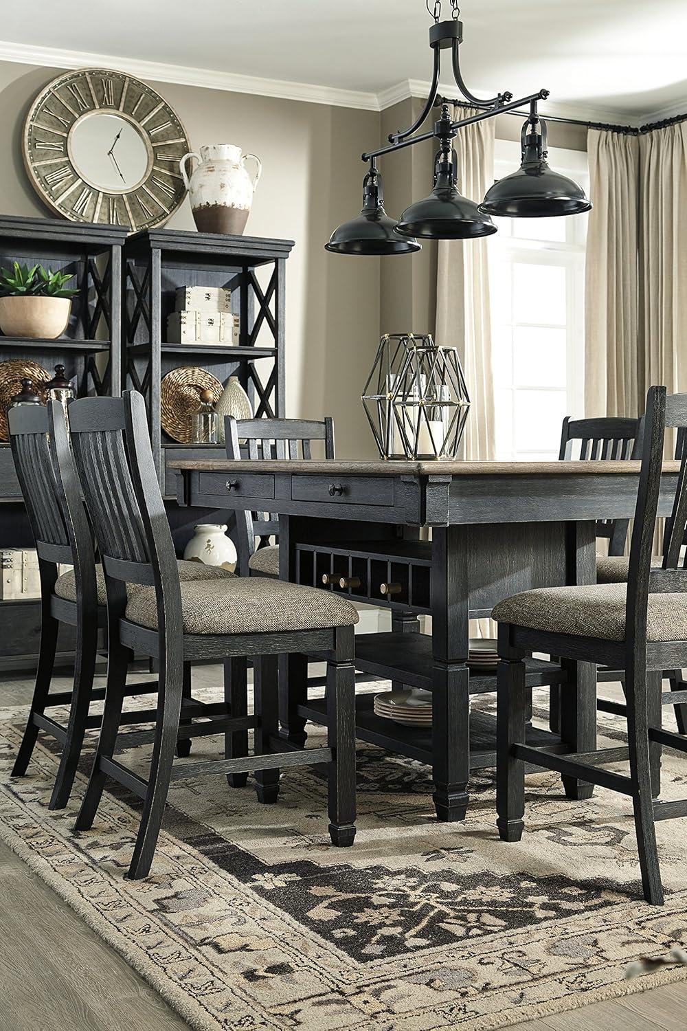 imageSignature Design by Ashley Tyler Creek Casual Farmhouse 75quot Display Cabinet or Bookcase with Drawers and Shelf Open Lattice Sides Wood Gray Black FinishBlack