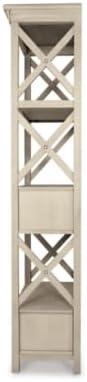 imageSignature Design by Ashley Tyler Creek Casual Farmhouse 75quot Display Cabinet or Bookcase with Drawers and Shelf Open Lattice Sides Wood Gray Black FinishWhitewash