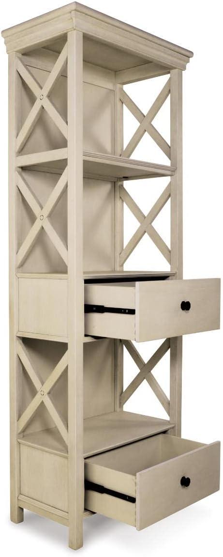 imageSignature Design by Ashley Tyler Creek Casual Farmhouse 75quot Display Cabinet or Bookcase with Drawers and Shelf Open Lattice Sides Wood Gray Black FinishWhitewash