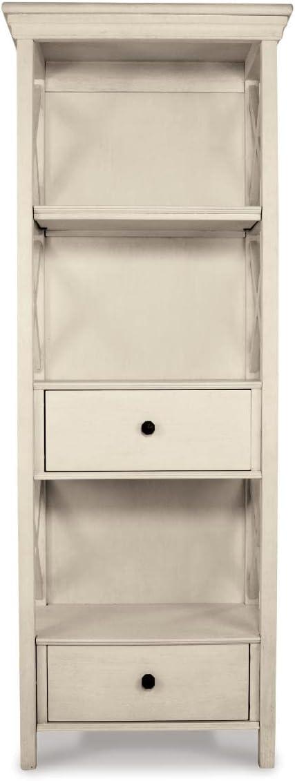 imageSignature Design by Ashley Tyler Creek Casual Farmhouse 75quot Display Cabinet or Bookcase with Drawers and Shelf Open Lattice Sides Wood Gray Black FinishWhitewash