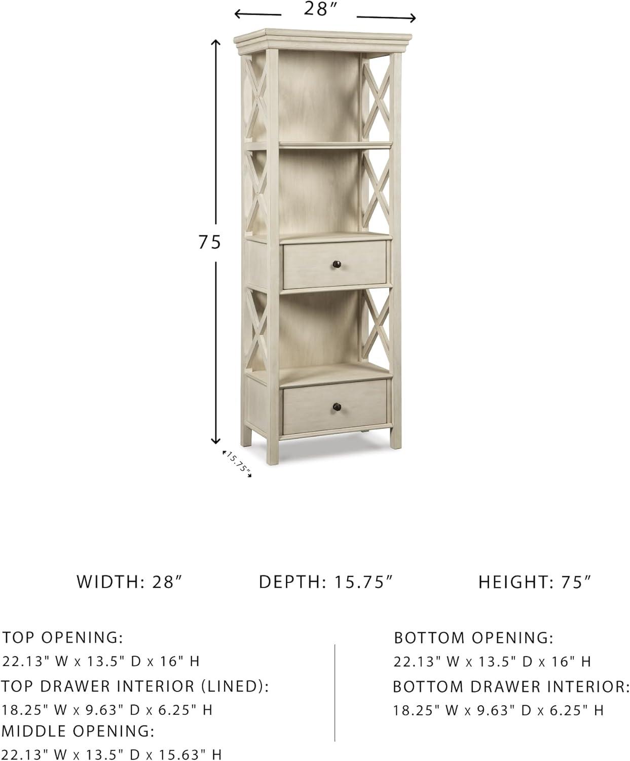 imageSignature Design by Ashley Tyler Creek Casual Farmhouse 75quot Display Cabinet or Bookcase with Drawers and Shelf Open Lattice Sides Wood Gray Black FinishWhitewash
